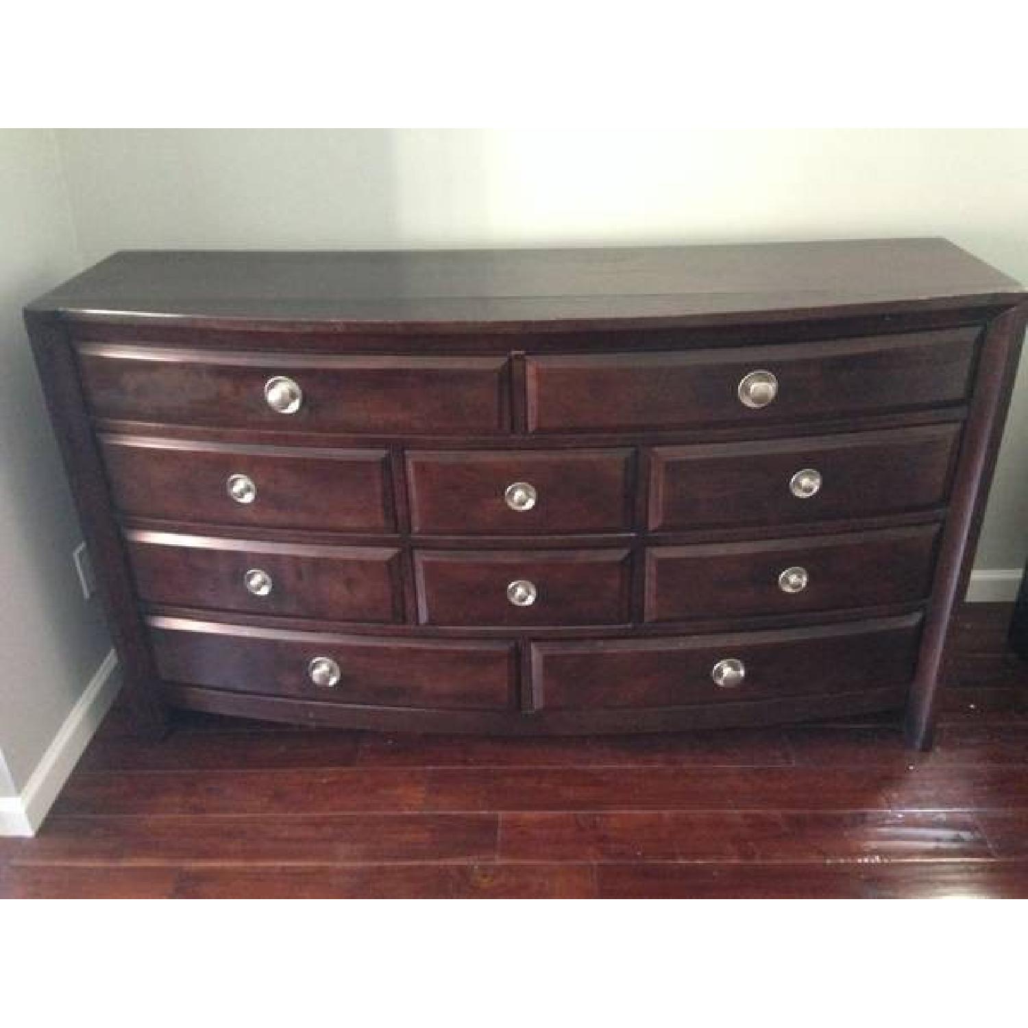 Dark Brown Wood 10-Drawer Dresser - image-1