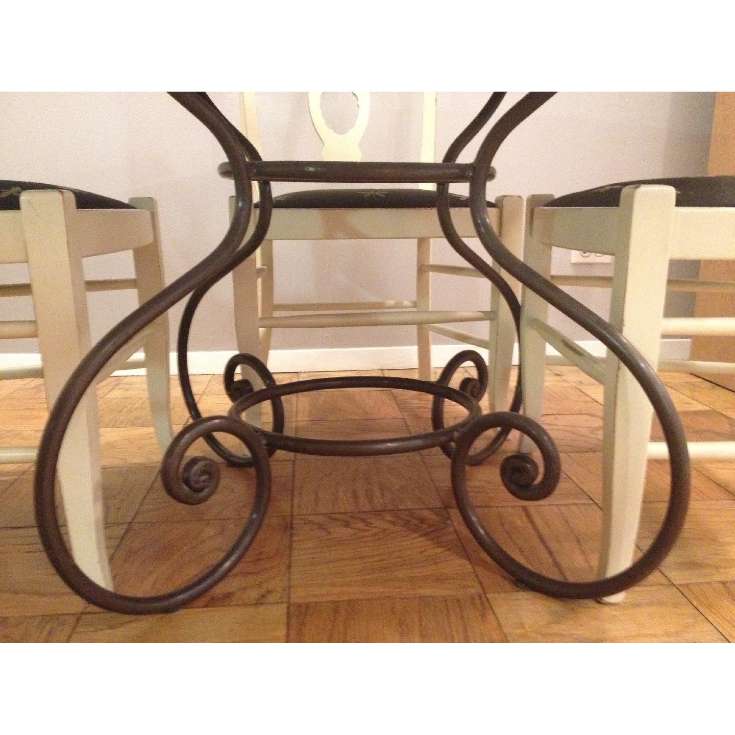 Round Wood and Wrought Iron Dining Table w/ 4 Chairs - image-3