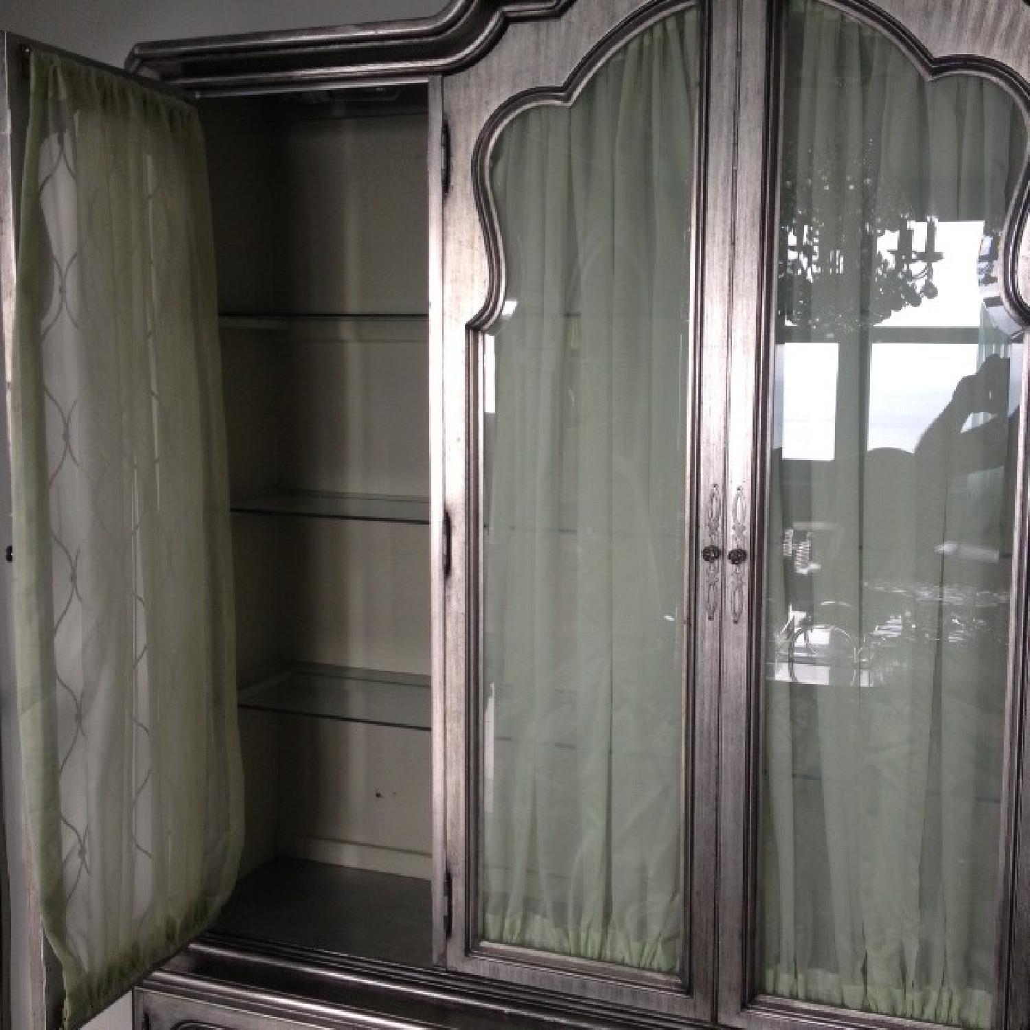 Marble Green Jade Top Dining Table w/ 6 Chairs + 2 Cabinets - image-2