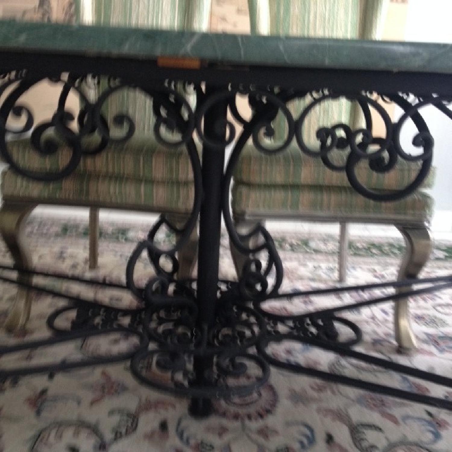 Marble Green Jade Top Dining Table w/ 6 Chairs + 2 Cabinets - image-8