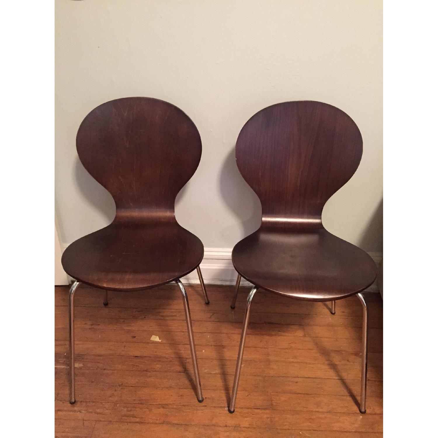 Vintage 50's Madmen Style Wood Chairs - Set of 2 - image-1
