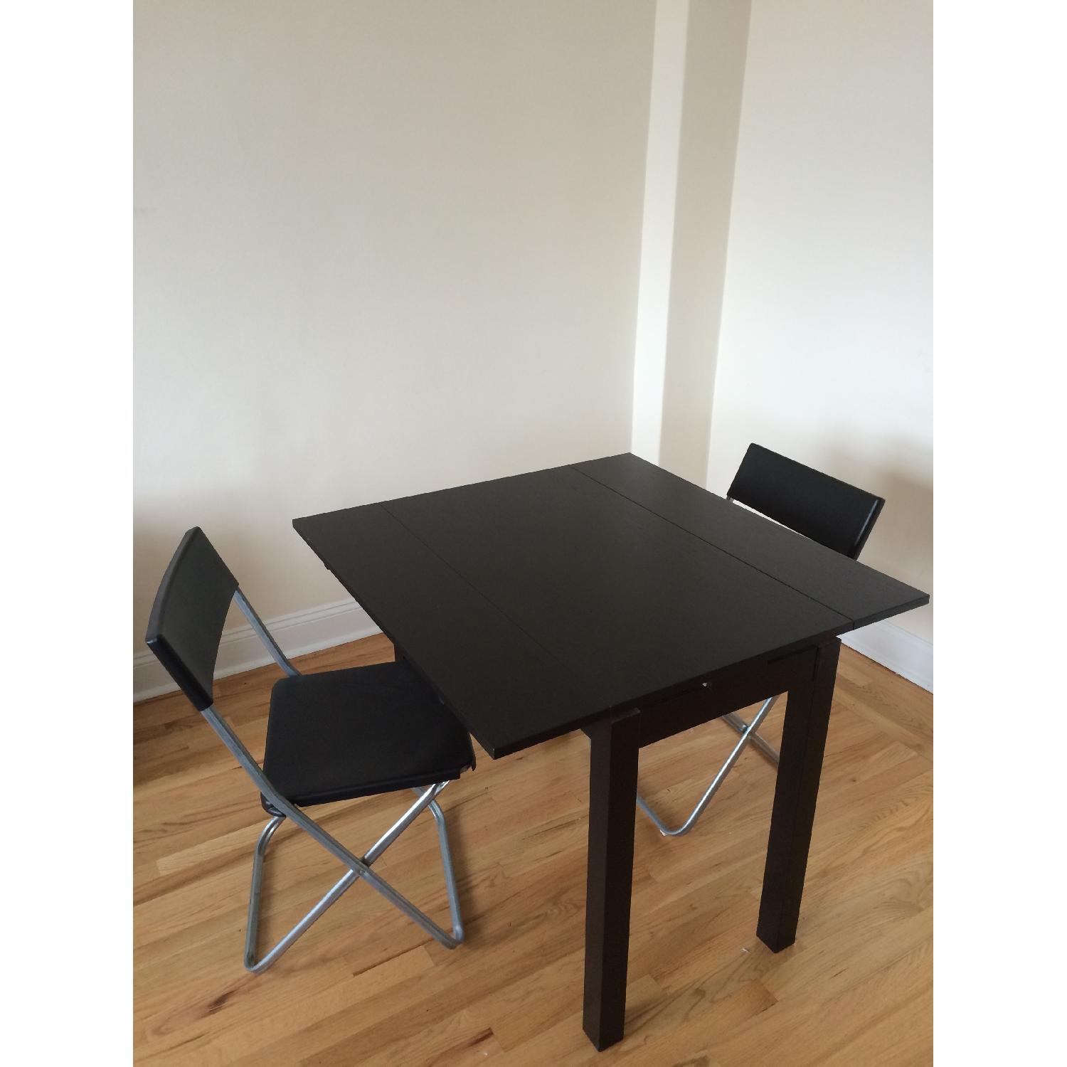 Ikea Bjursta Black-Brown Extendable Table w/ 2 Chairs - image-1