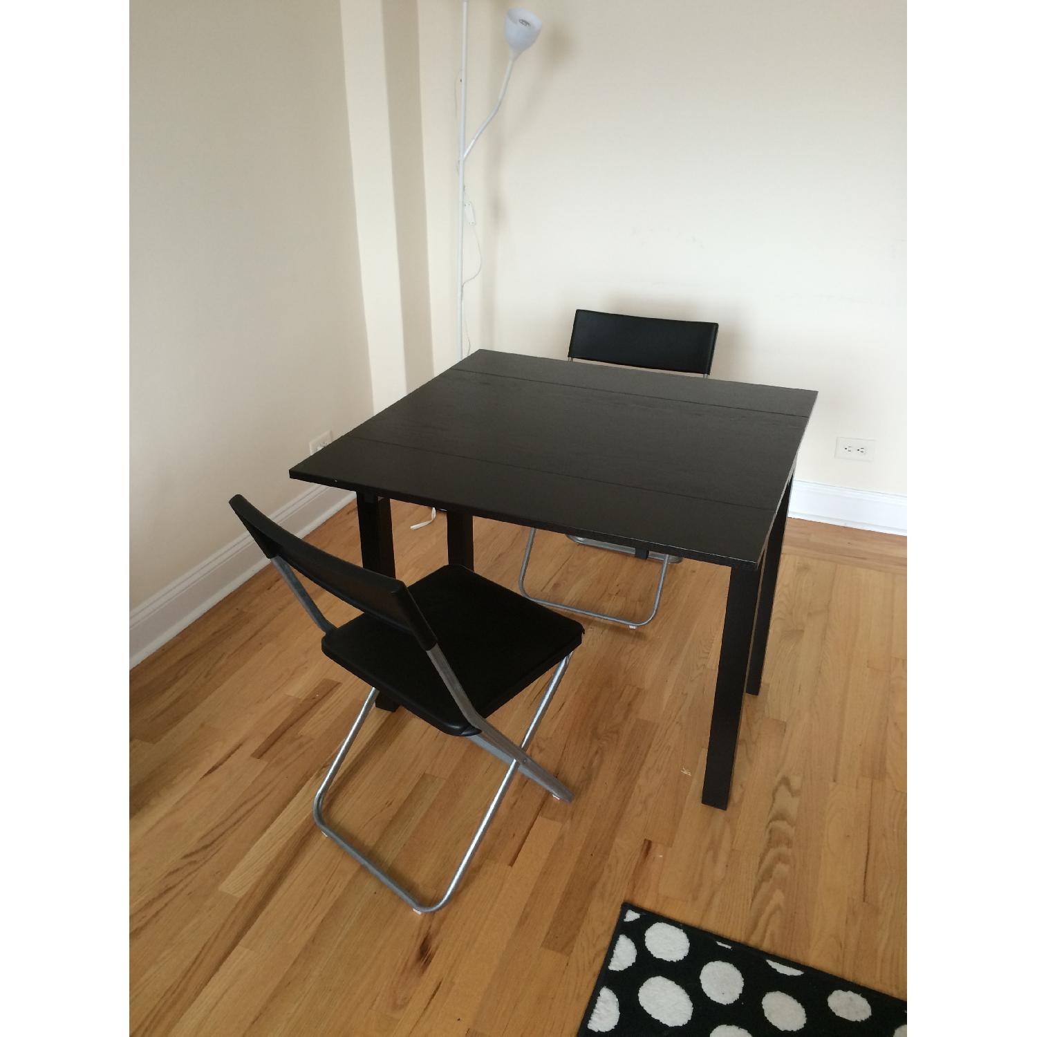 Ikea Bjursta Black-Brown Extendable Table w/ 2 Chairs - image-2