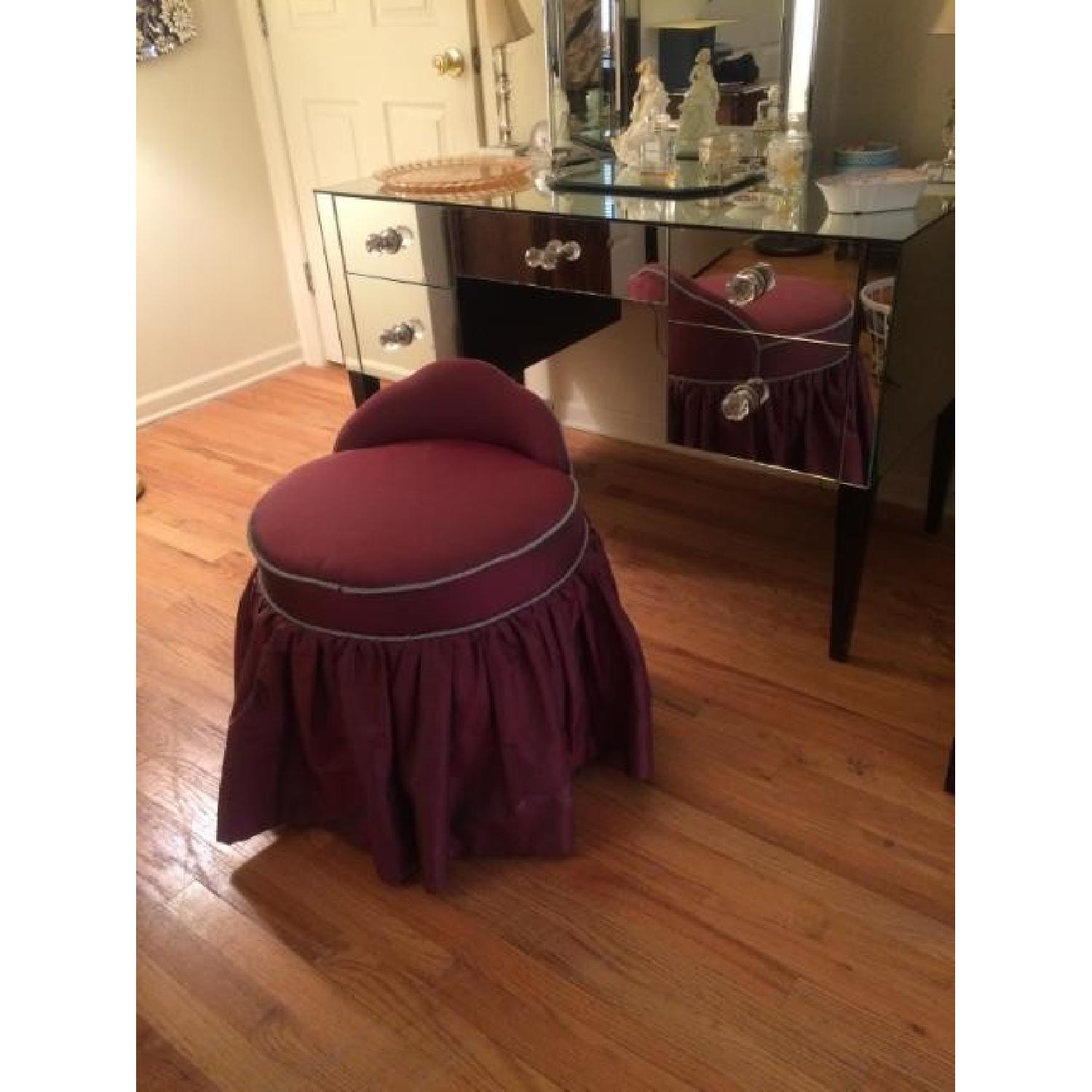 Vintage 1920's Art Deco Mirrored Dresser Vanity w/ Chair & Tri Fold Mirror - image-1