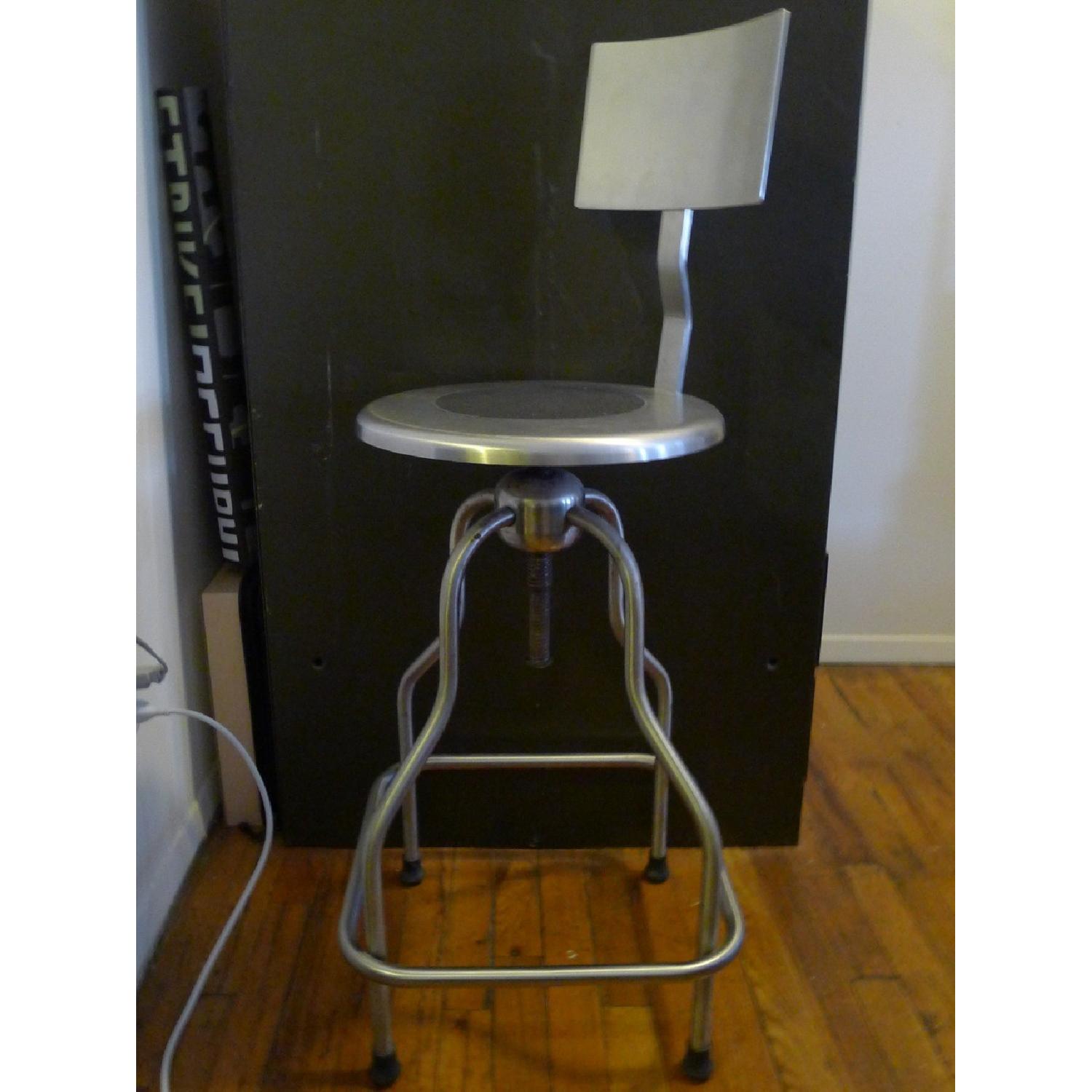 Industrial Stainless Steel Stool with Backrest - image-1