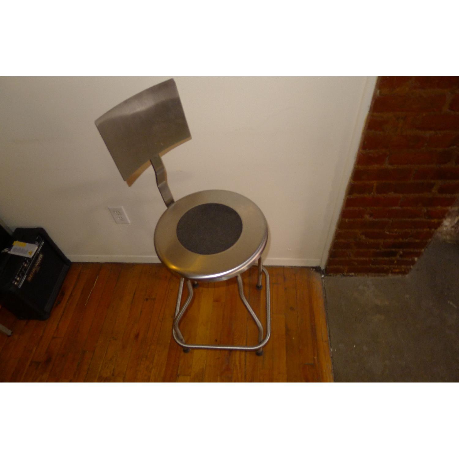 Industrial Stainless Steel Stool with Backrest - image-3