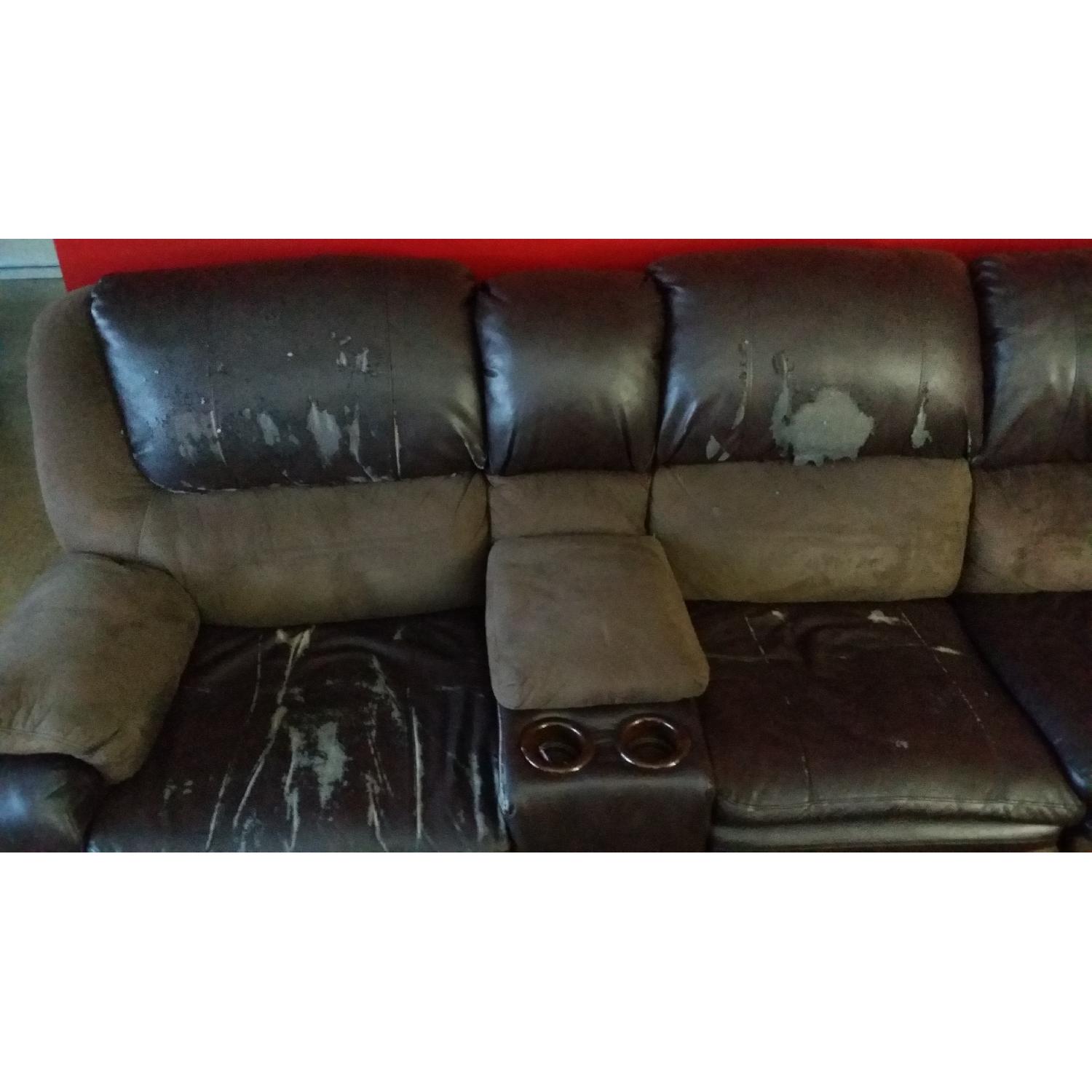 Bob's Bonded Leather Sectional w/ 2 Reclining Seats - image-1