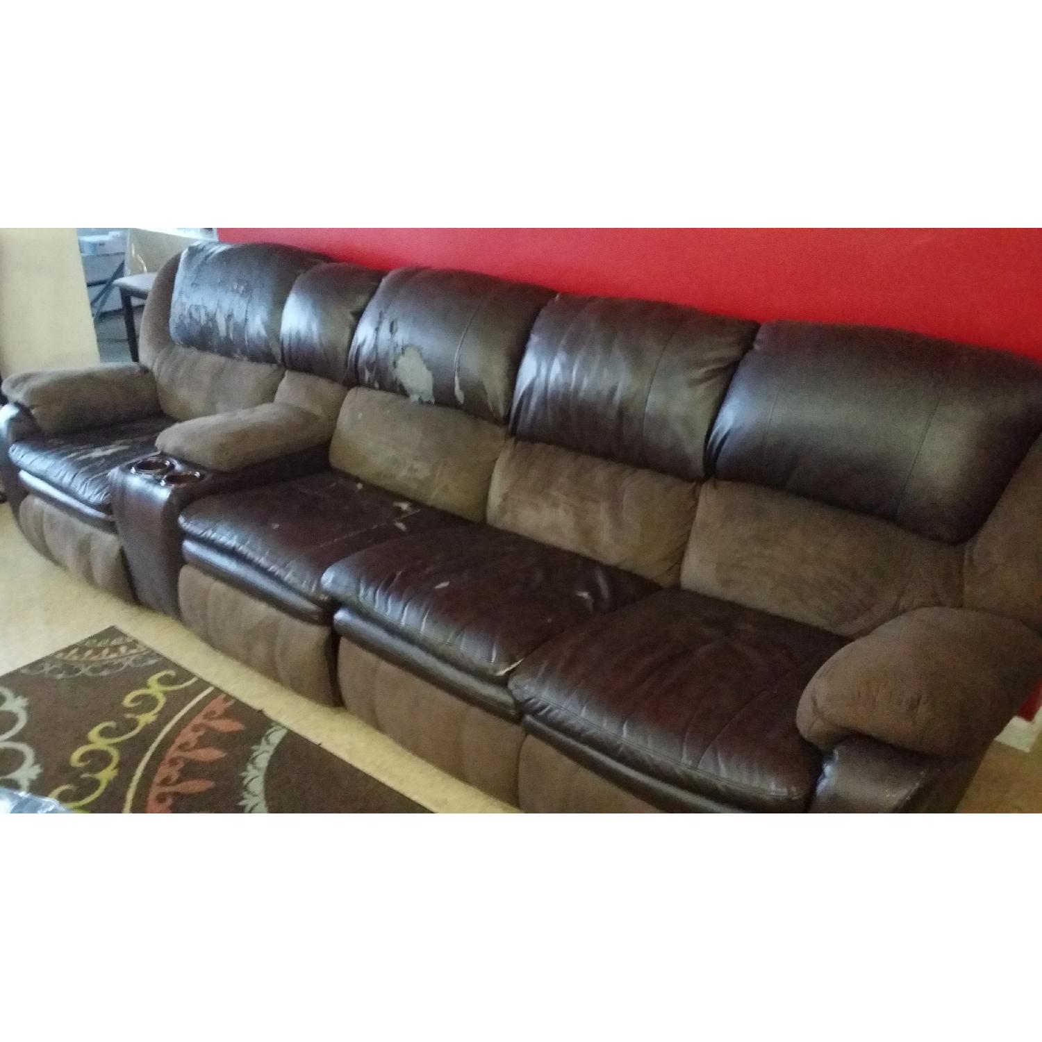 Bob's Bonded Leather Sectional w/ 2 Reclining Seats - image-3