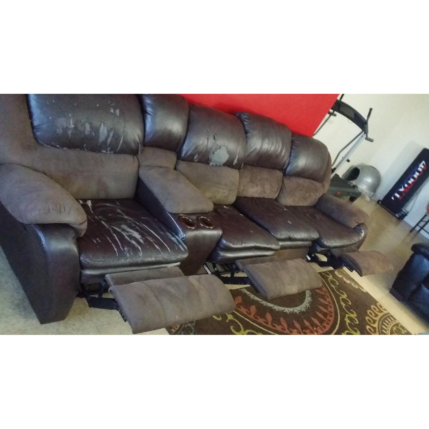 Bob's Bonded Leather Sectional w/ 2 Reclining Seats - image-4