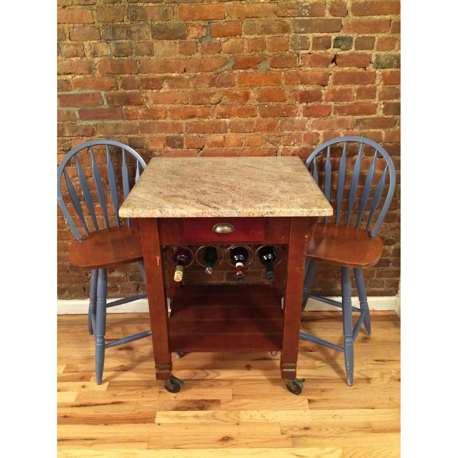 Coaster Fine Furniture Granite Top Kitchen Cart w/ 2 Bar Stools - image-5