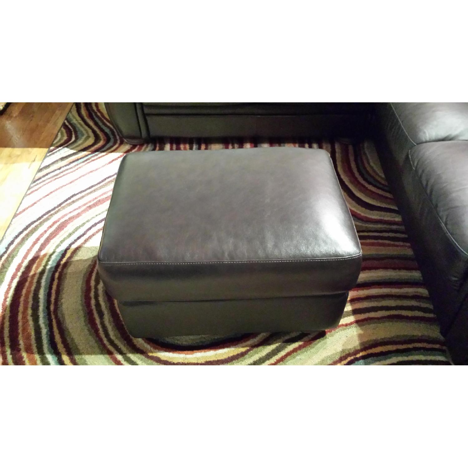 Raymour & Flanigan Chateau D'ax Marsala Leather Sectional Sofa w/ Ottoman - image-3