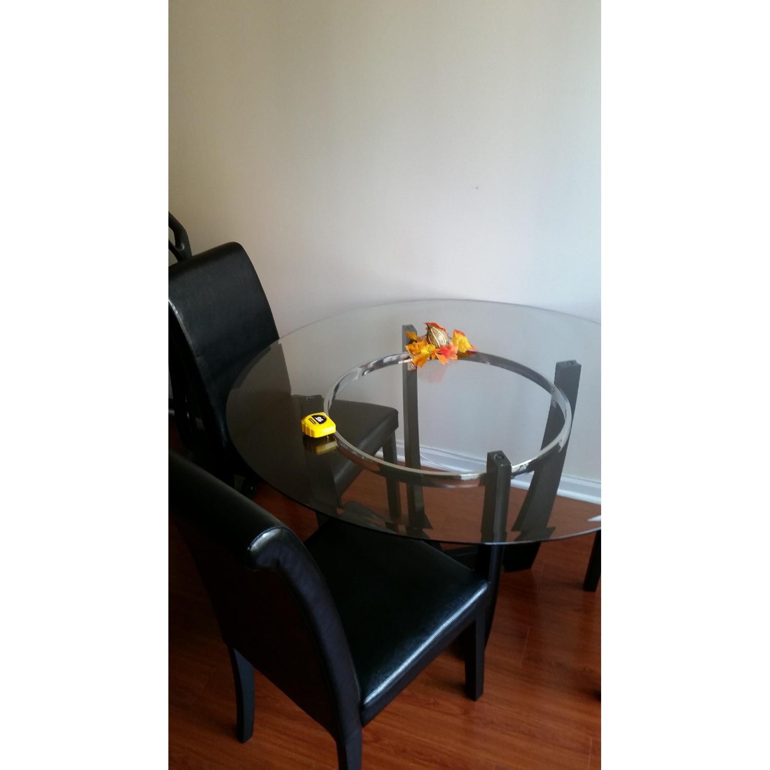 Glass Top Round Table w/ 3 Chairs - image-1
