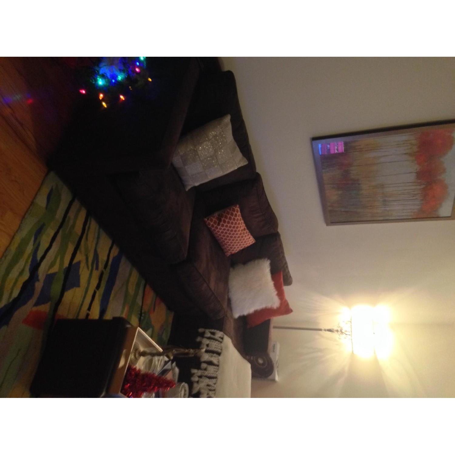 Crate & Barrel Brown Velvet Sectional Sofa - image-2