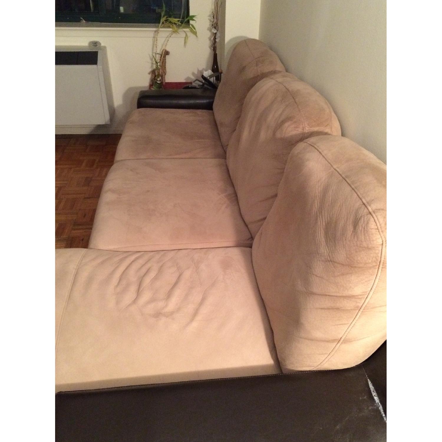 Jennifer Convertibles Beige Microfiber Sectional with Leather Sides - image-4