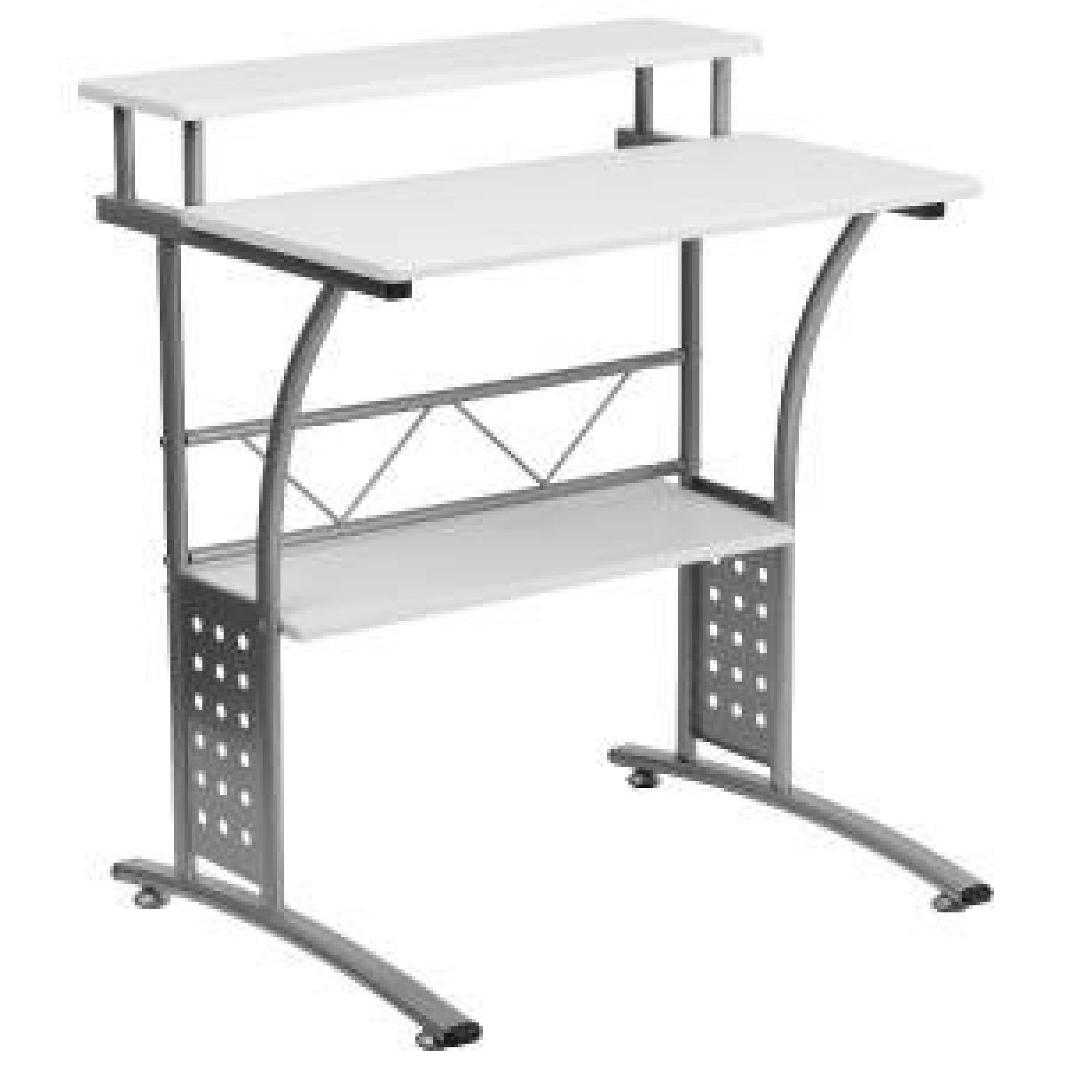 Clifton Style White Desk with Silver Frame - image-1