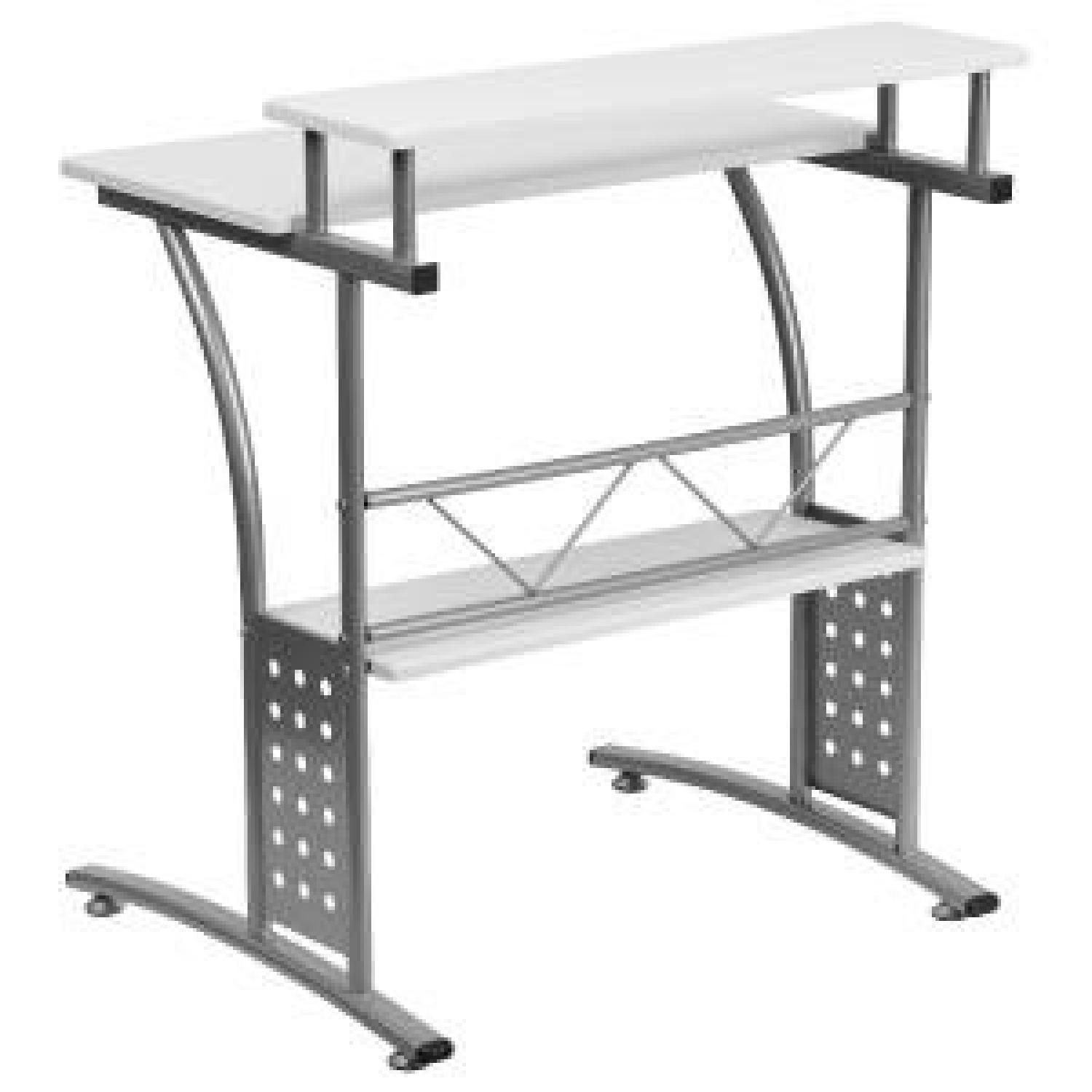 Clifton Style White Desk with Silver Frame - image-2