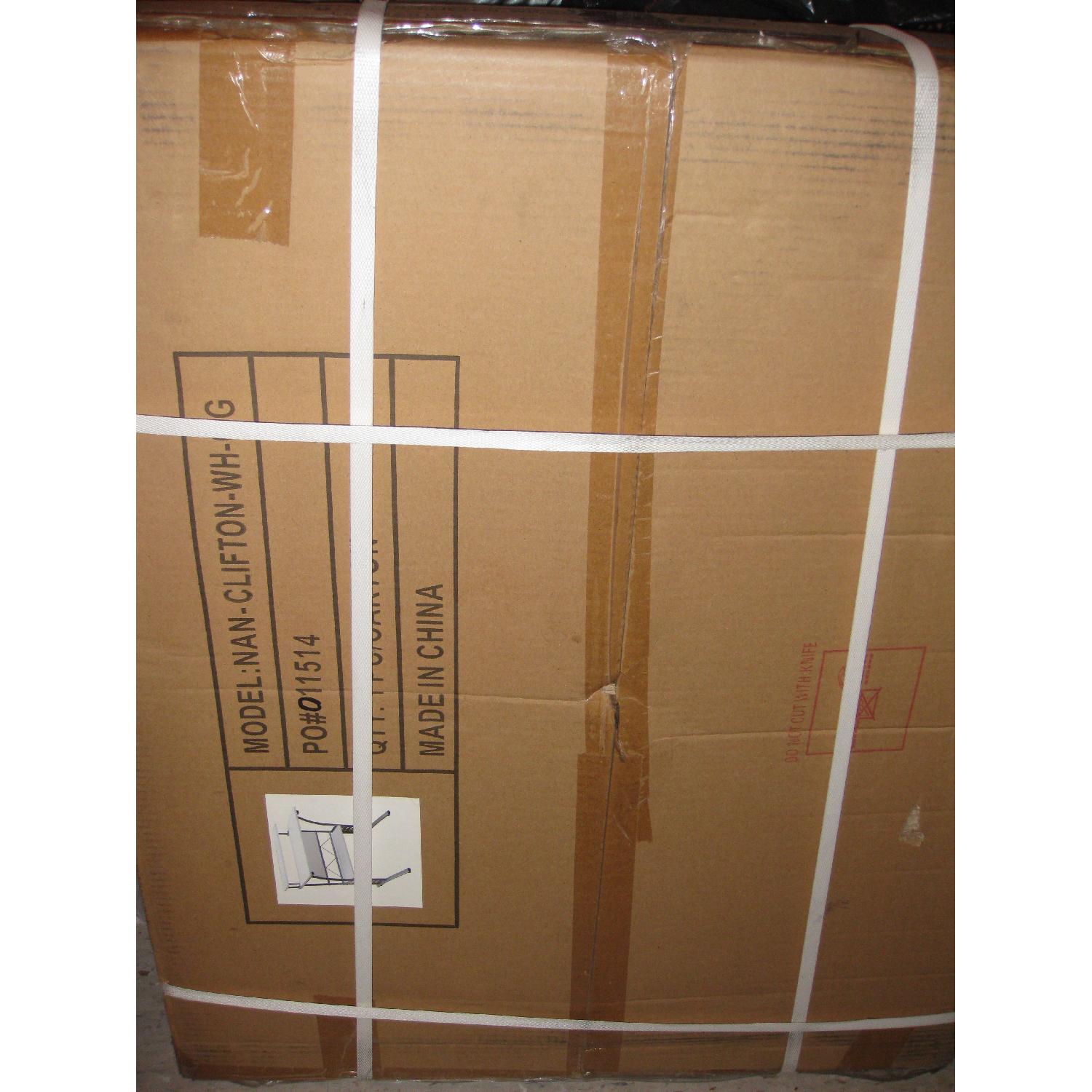 Clifton Style White Desk with Silver Frame - image-3