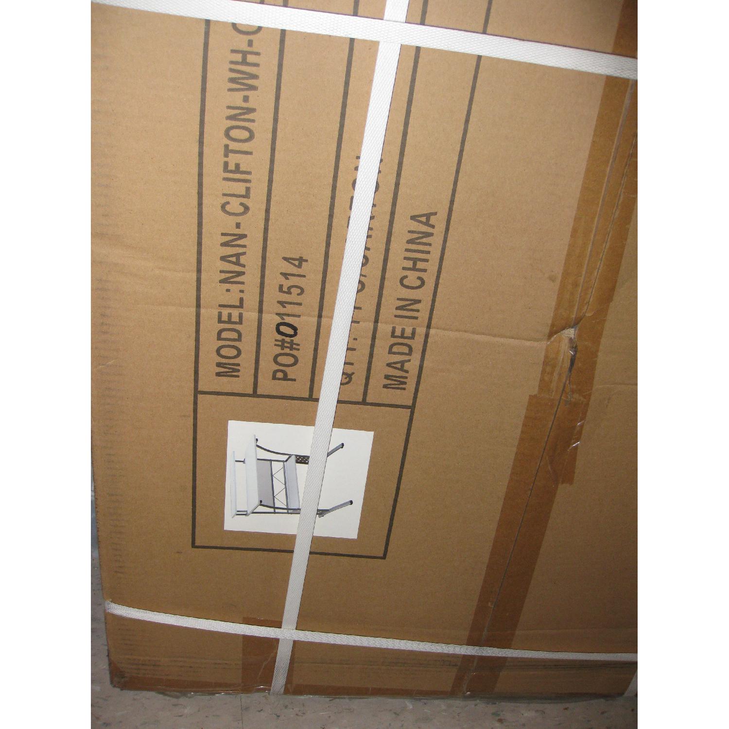 Clifton Style White Desk with Silver Frame - image-5