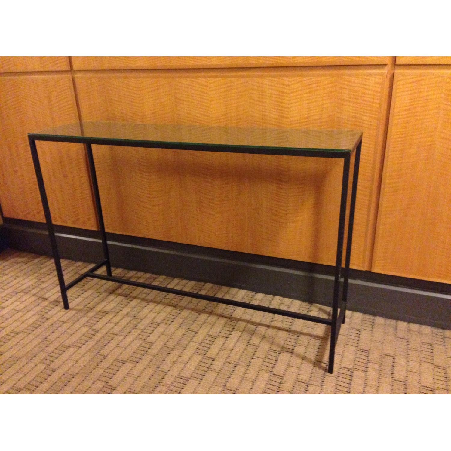 Crate & Barrel Steel Frame Consol/Entrance Table with Glass Top - image-2