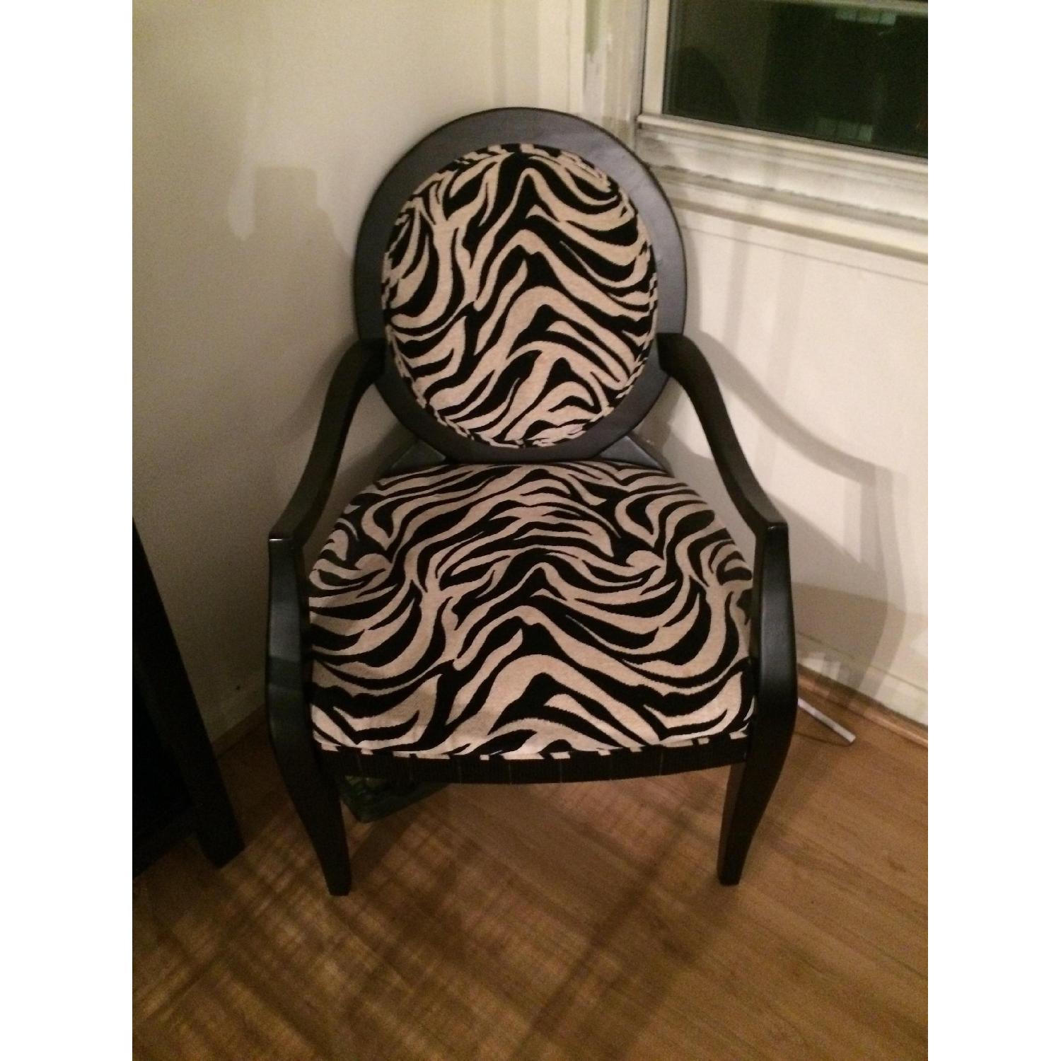 Zebra Print Oval Back Arm Chair - image-1
