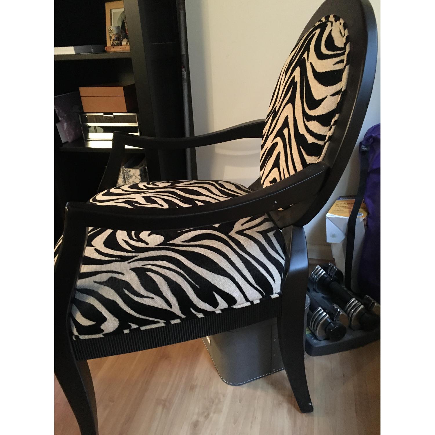 Zebra Print Oval Back Arm Chair - image-2