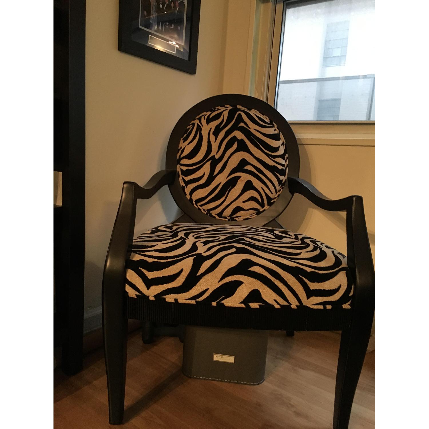 Zebra Print Oval Back Arm Chair - image-3