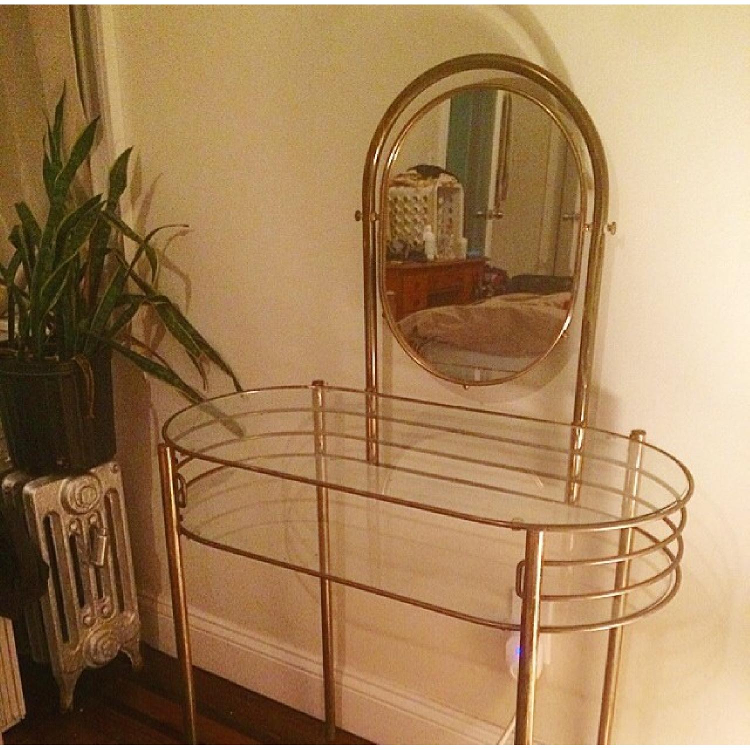 Vintage Glass and Metal Vanity - image-1