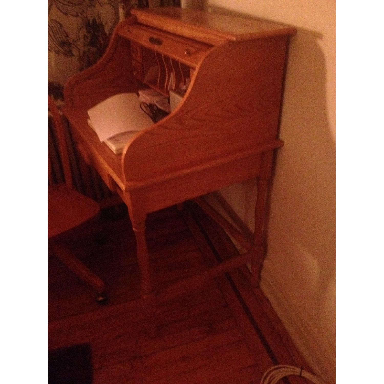 American Lifestyles Roll Top Desk & Rolling Swivel Chair - image-1