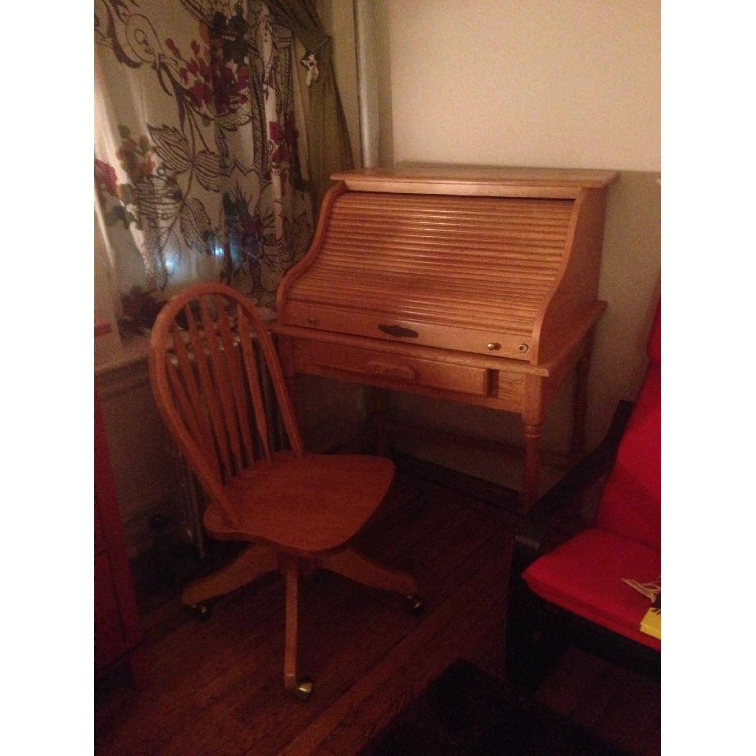 American Lifestyles Roll Top Desk & Rolling Swivel Chair - image-5