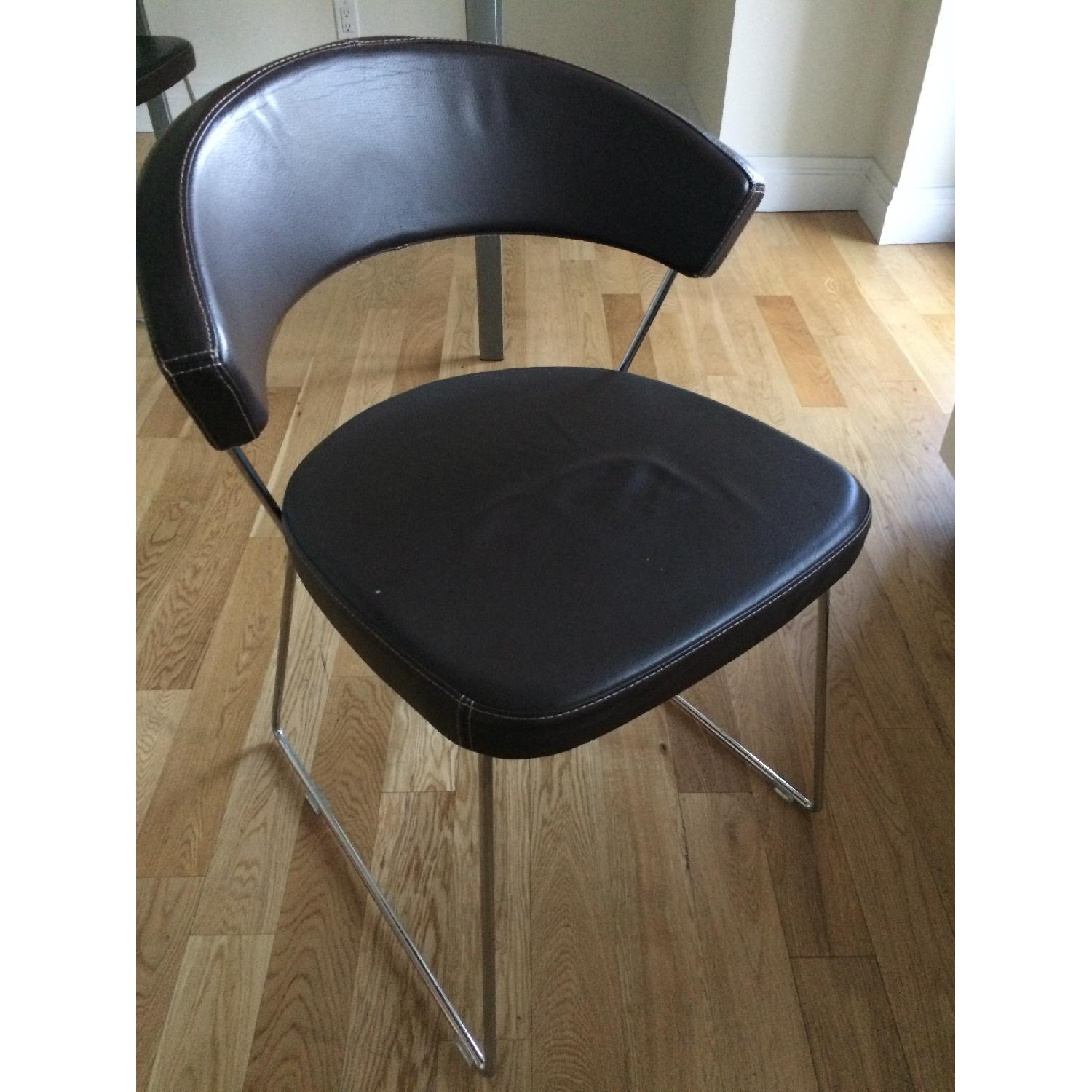 Calligaris Furniture New York Icon Custom Leather Imported Italian Dining Chairs - image-2