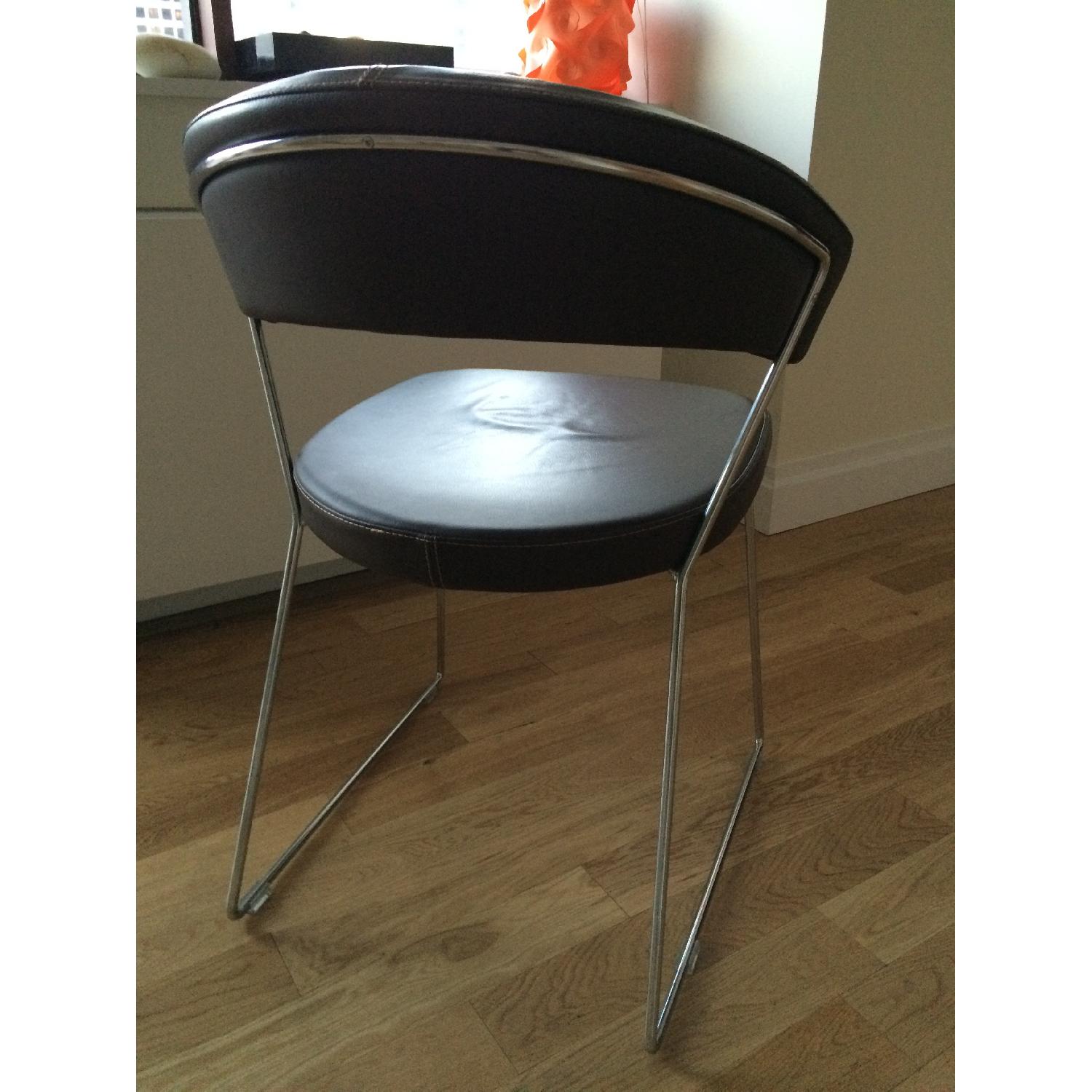 Calligaris Furniture New York Icon Custom Leather Imported Italian Dining Chairs - image-3