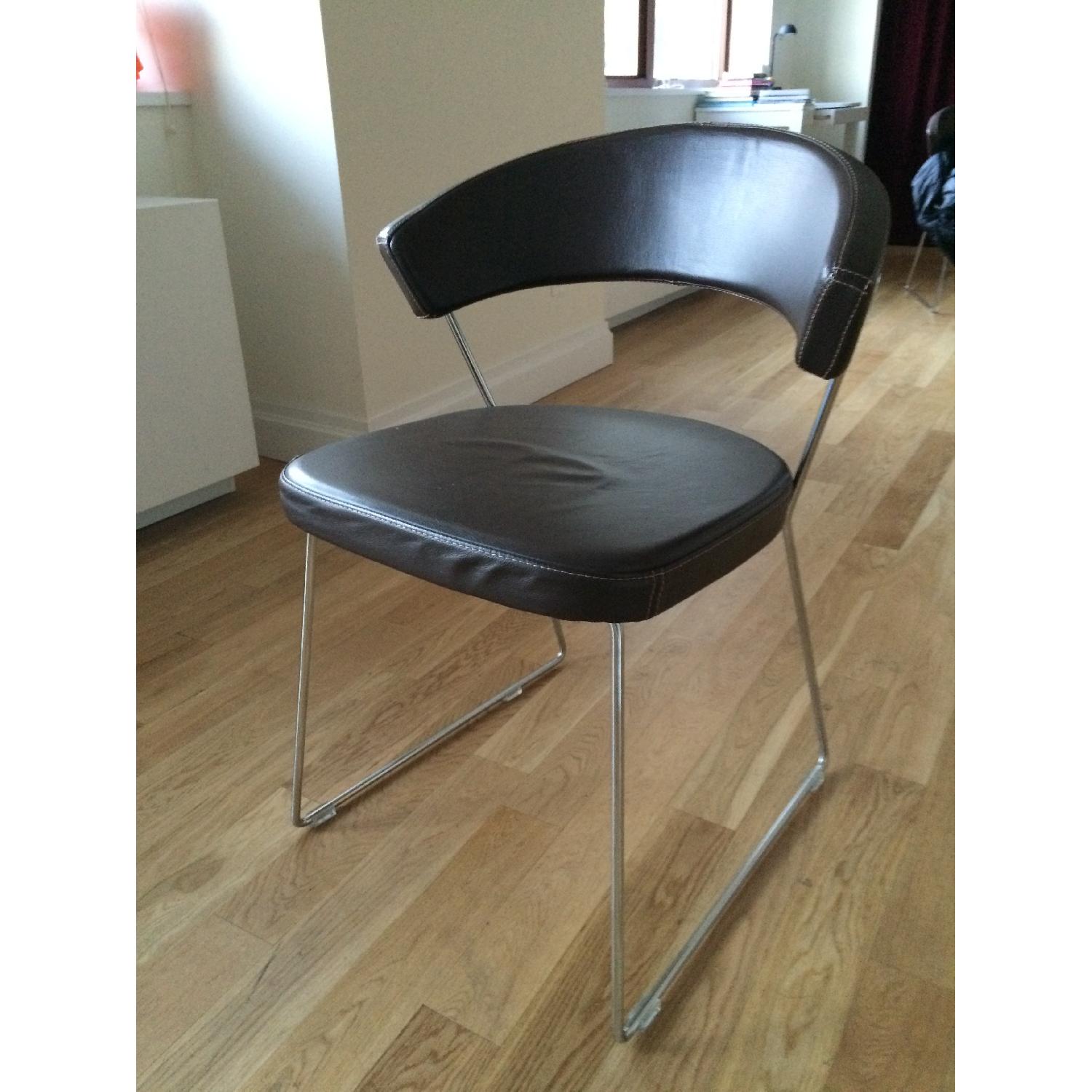 Calligaris Furniture New York Icon Custom Leather Imported Italian Dining Chairs - image-4