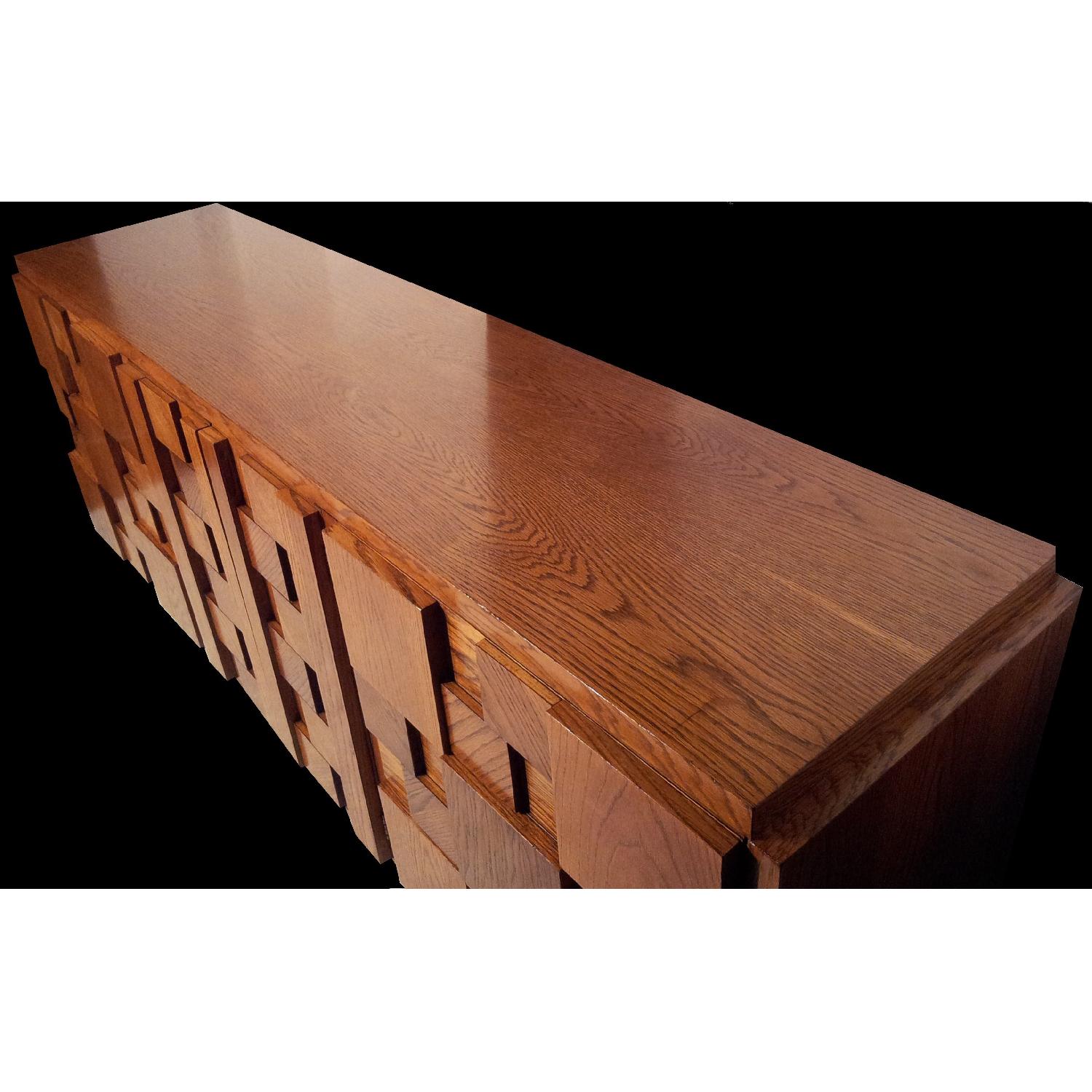 Lane Furniture Mid Century Modern Brutalist Oak Credenza - image-6