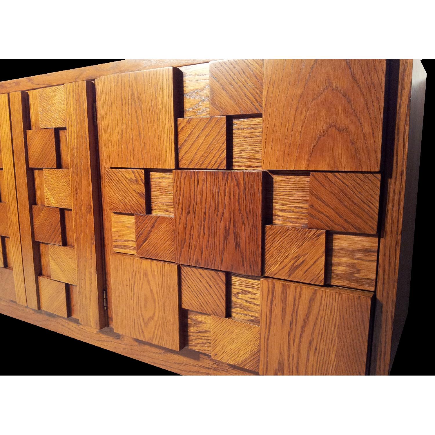 Lane Furniture Mid Century Modern Brutalist Oak Credenza - image-10