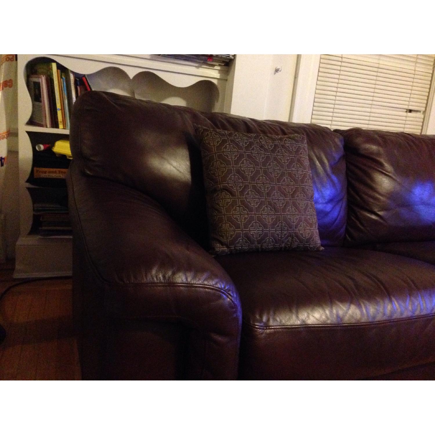 Natuzzi Brown Leather Sofas - Set of 2 - image-3