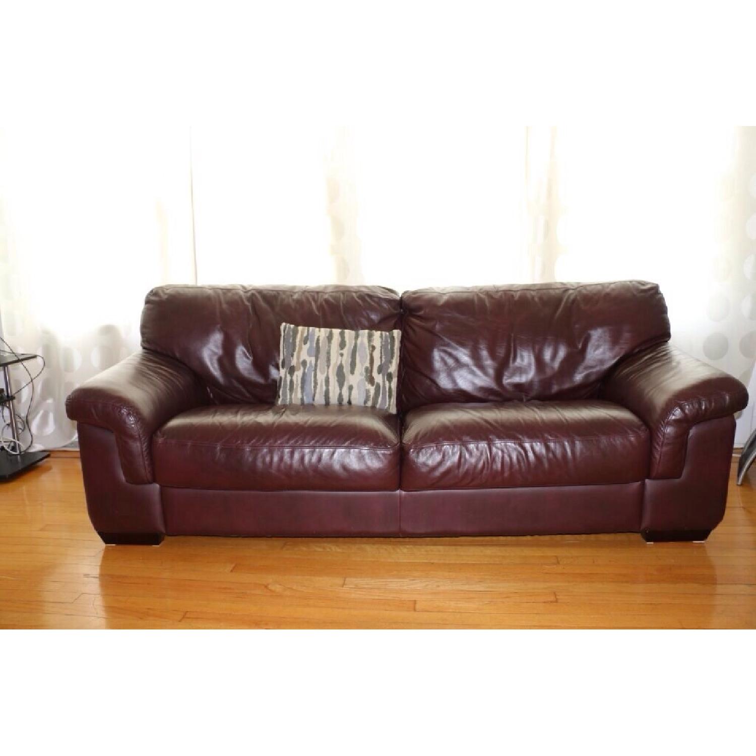 Natuzzi Brown Leather Sofas - Set of 2 - image-4