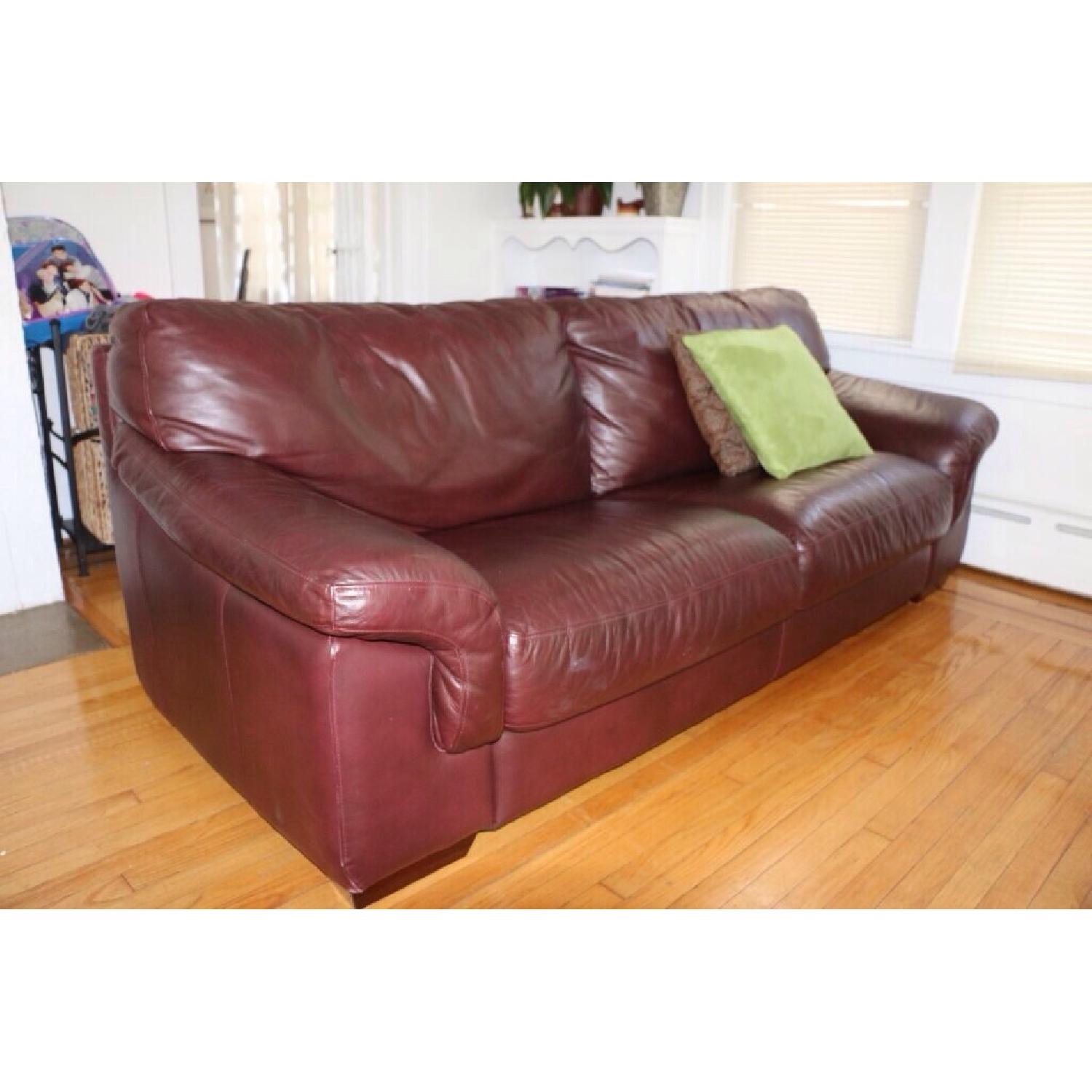 Natuzzi Brown Leather Sofas - Set of 2 - image-5