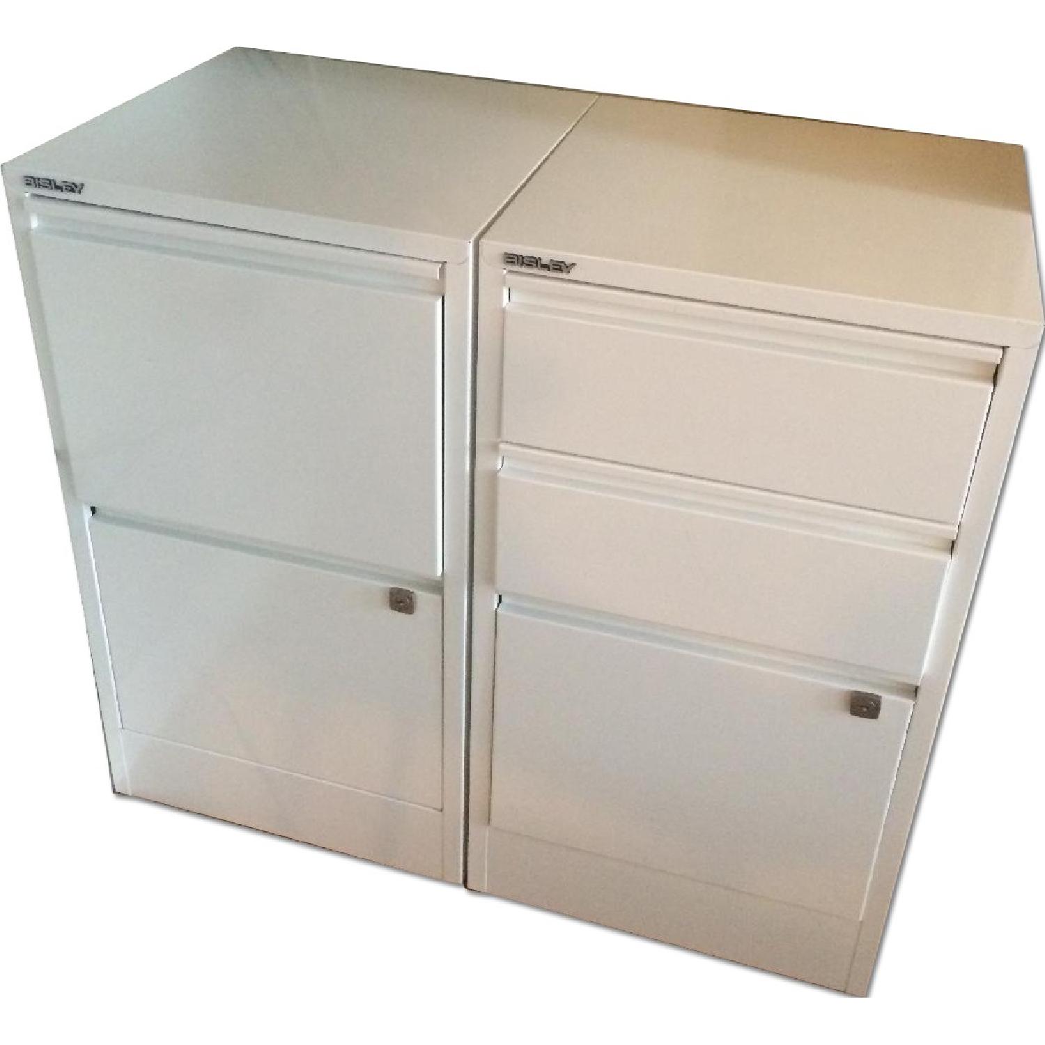 Bisley White Filing Cabinets - image-0