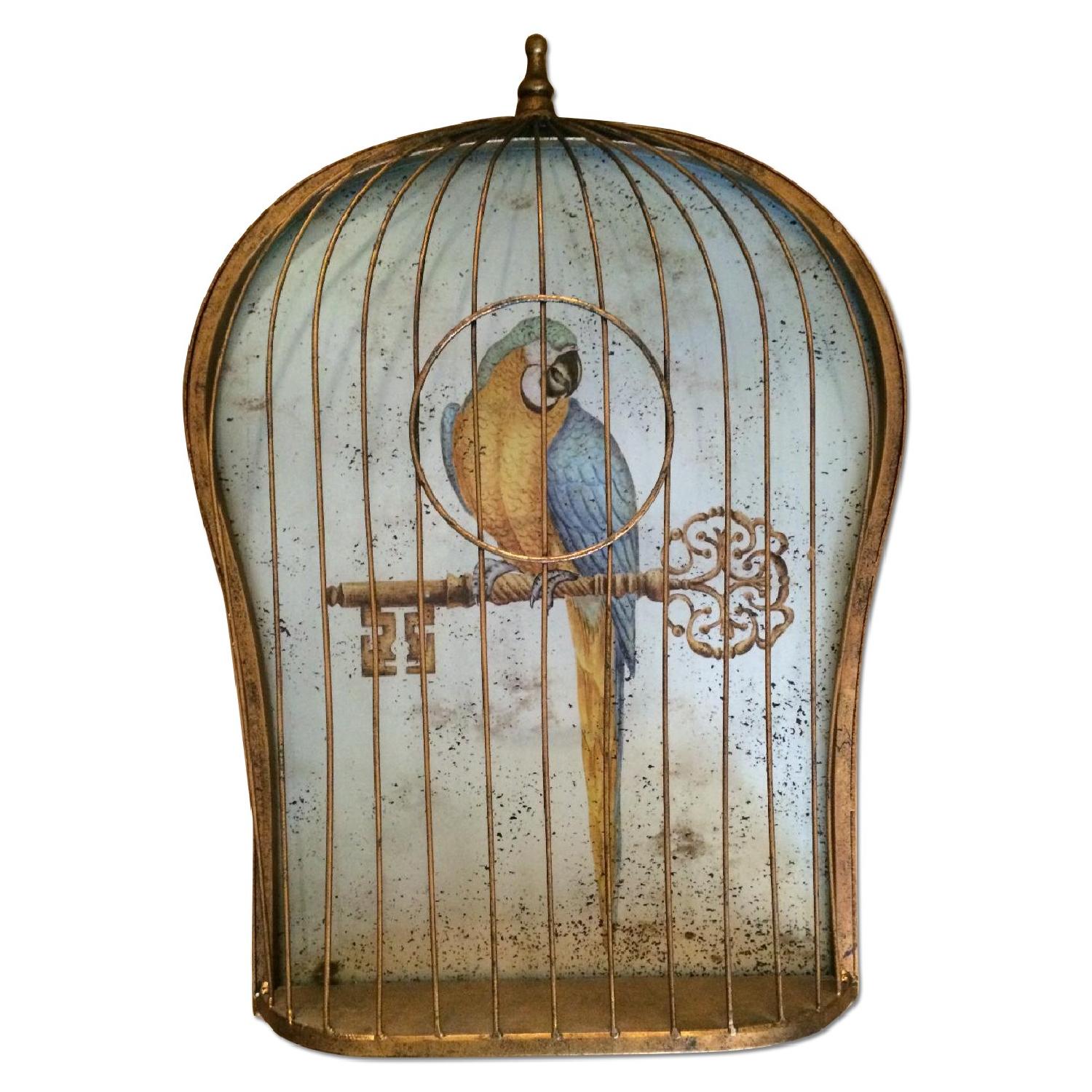 Anthropologie Caged Parrot Wall Sculpture - AptDeco