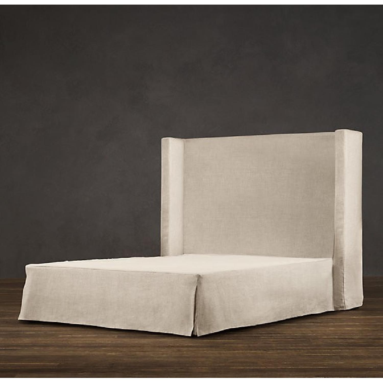 Restoration Hardware Belgian Shelter Slipcovered Headboard & Bed FZrame