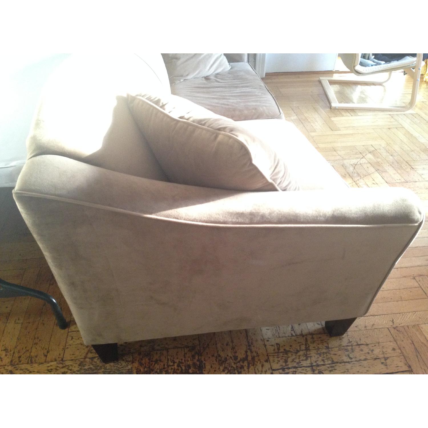 Raymour & Flanigan Scarlet Microfiber Sofa in Taupe - image-2