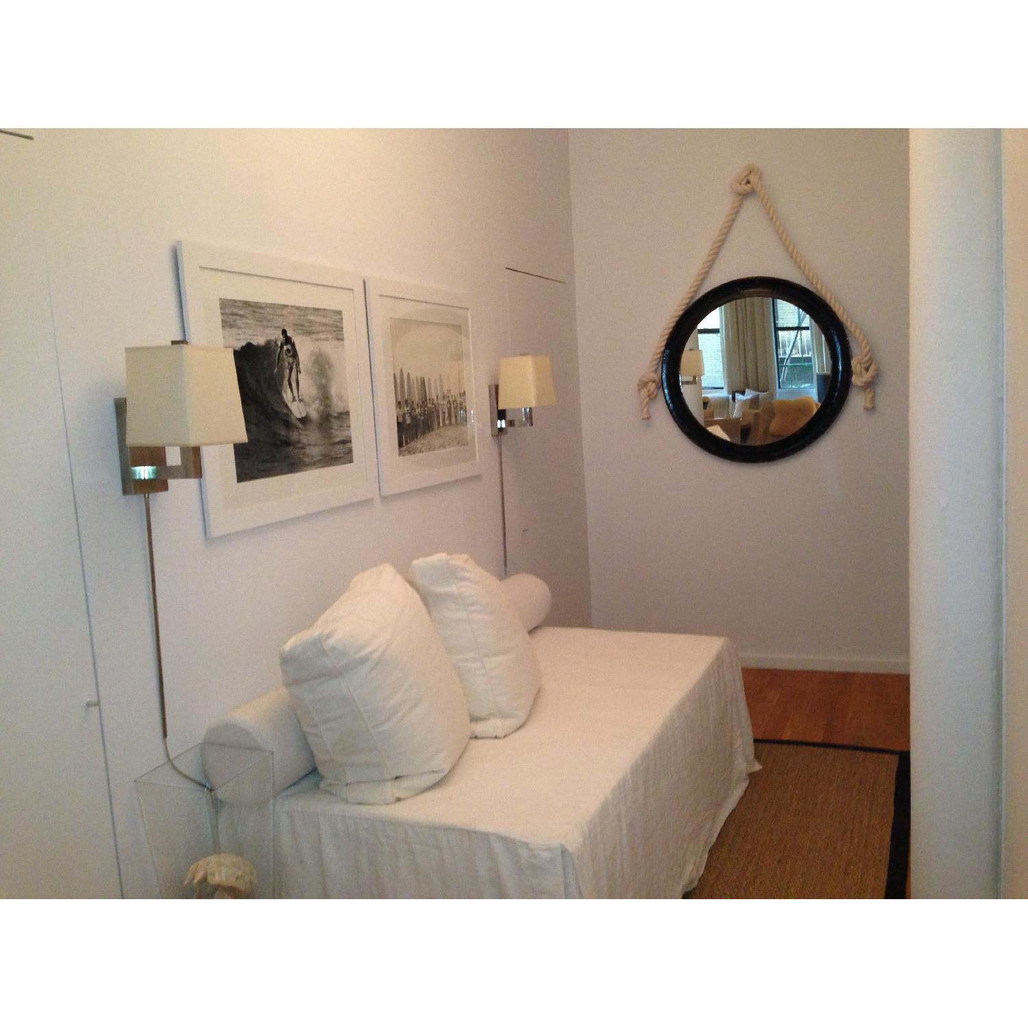 Custom White Linen Daybed w/ Storage AptDeco