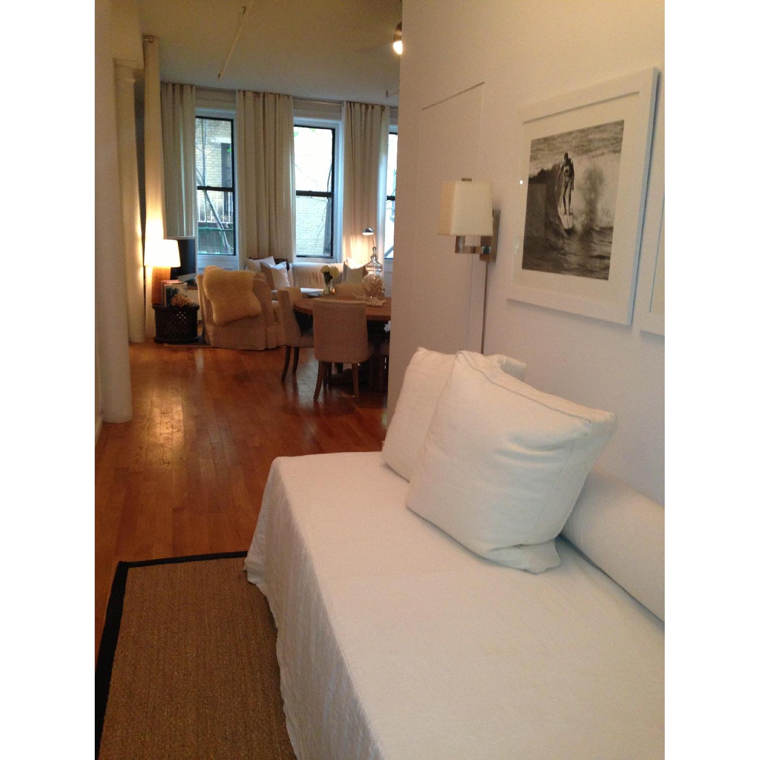 Custom White Linen Daybed w/ Storage AptDeco