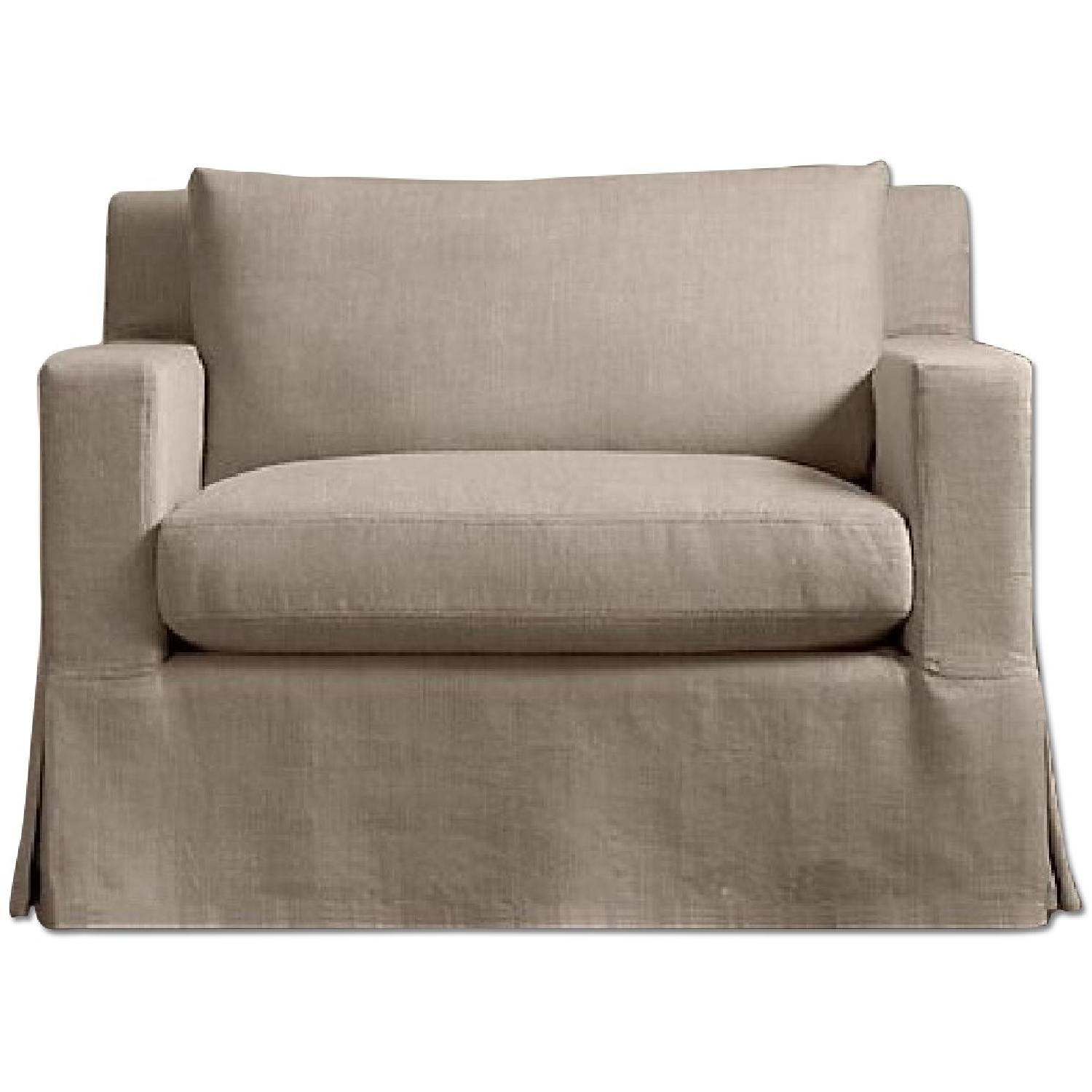 Restoration Hardware Belgian Track Arm Down-Feather Slipcovered Chair