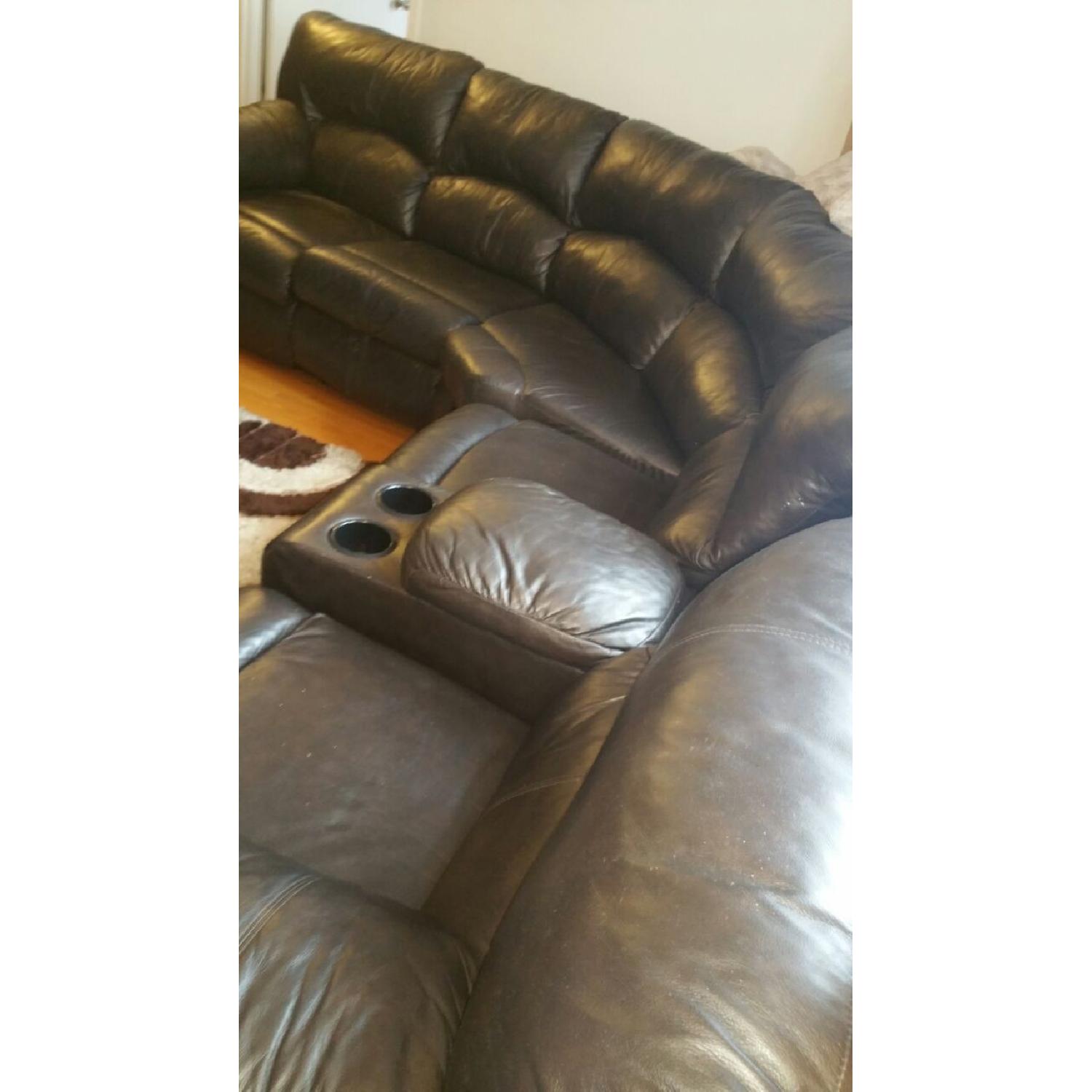 Ashley's Dark Brown Leather Sectional - image-2