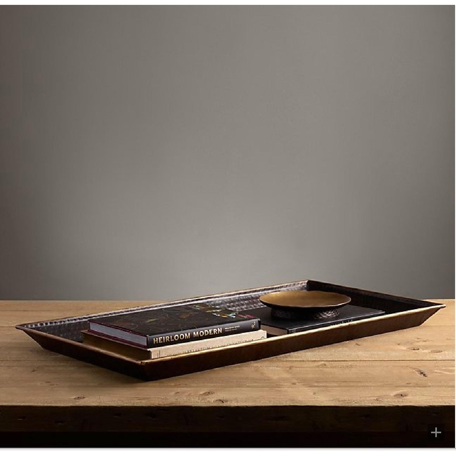 Restoration Hardware Hammered Brass Rectangular Large Tray - image-0