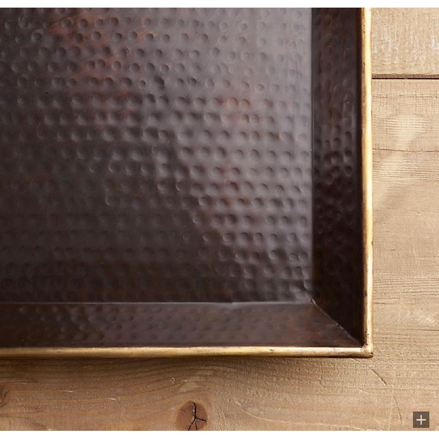 Restoration Hardware Hammered Brass Rectangular Large Tray - image-1