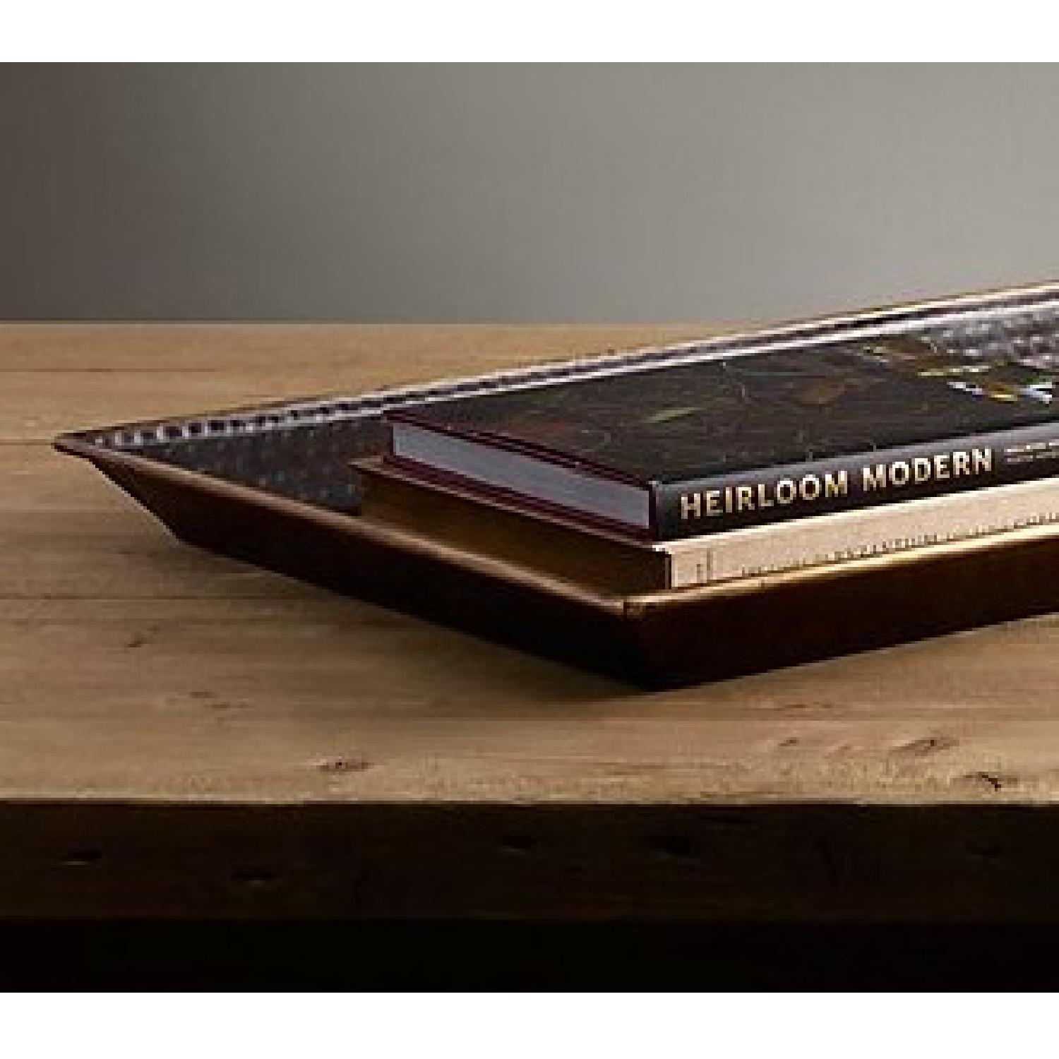 Restoration Hardware Hammered Brass Rectangular Large Tray - image-2