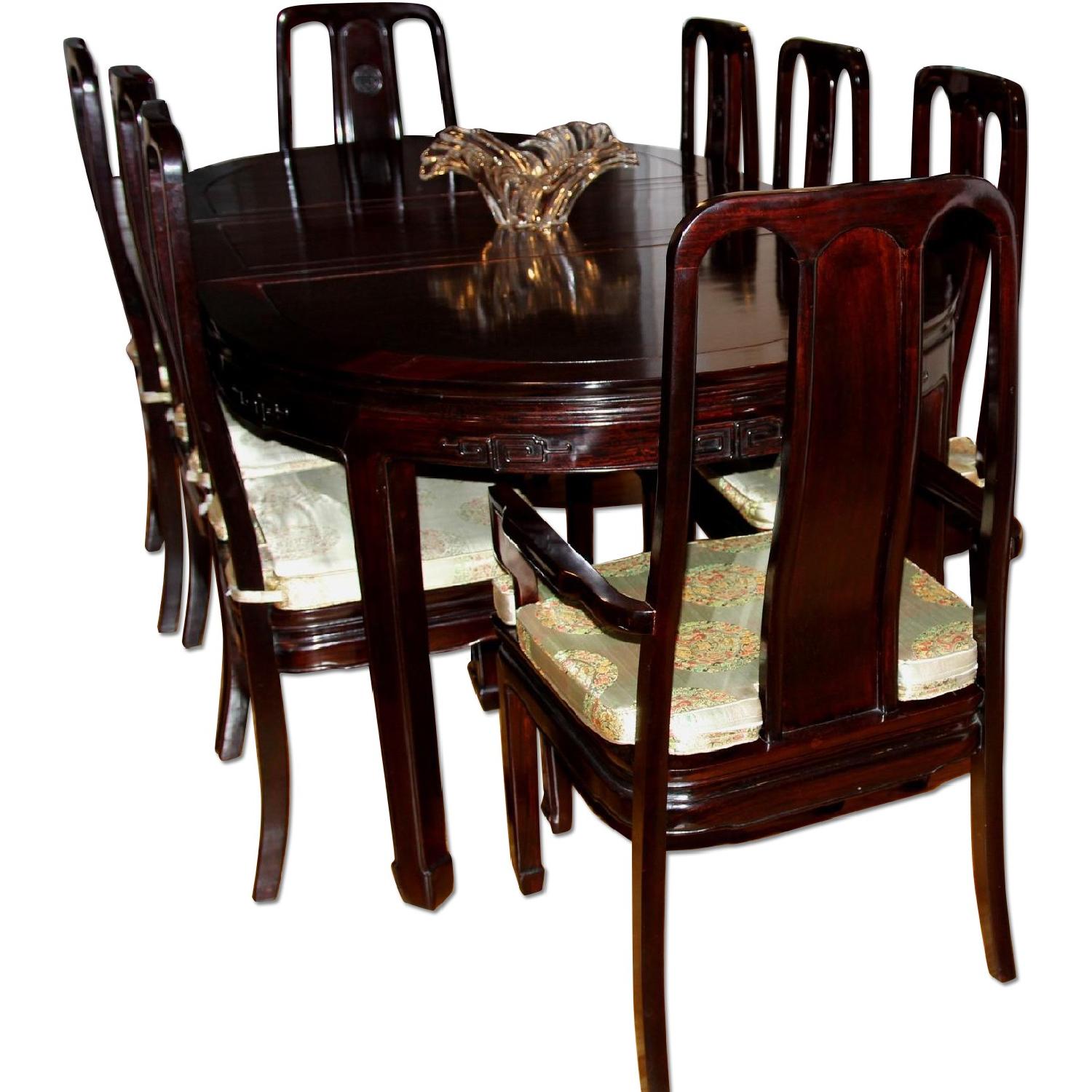 Rosewood Expandable Dining Table w/ 8 Chairs - AptDeco