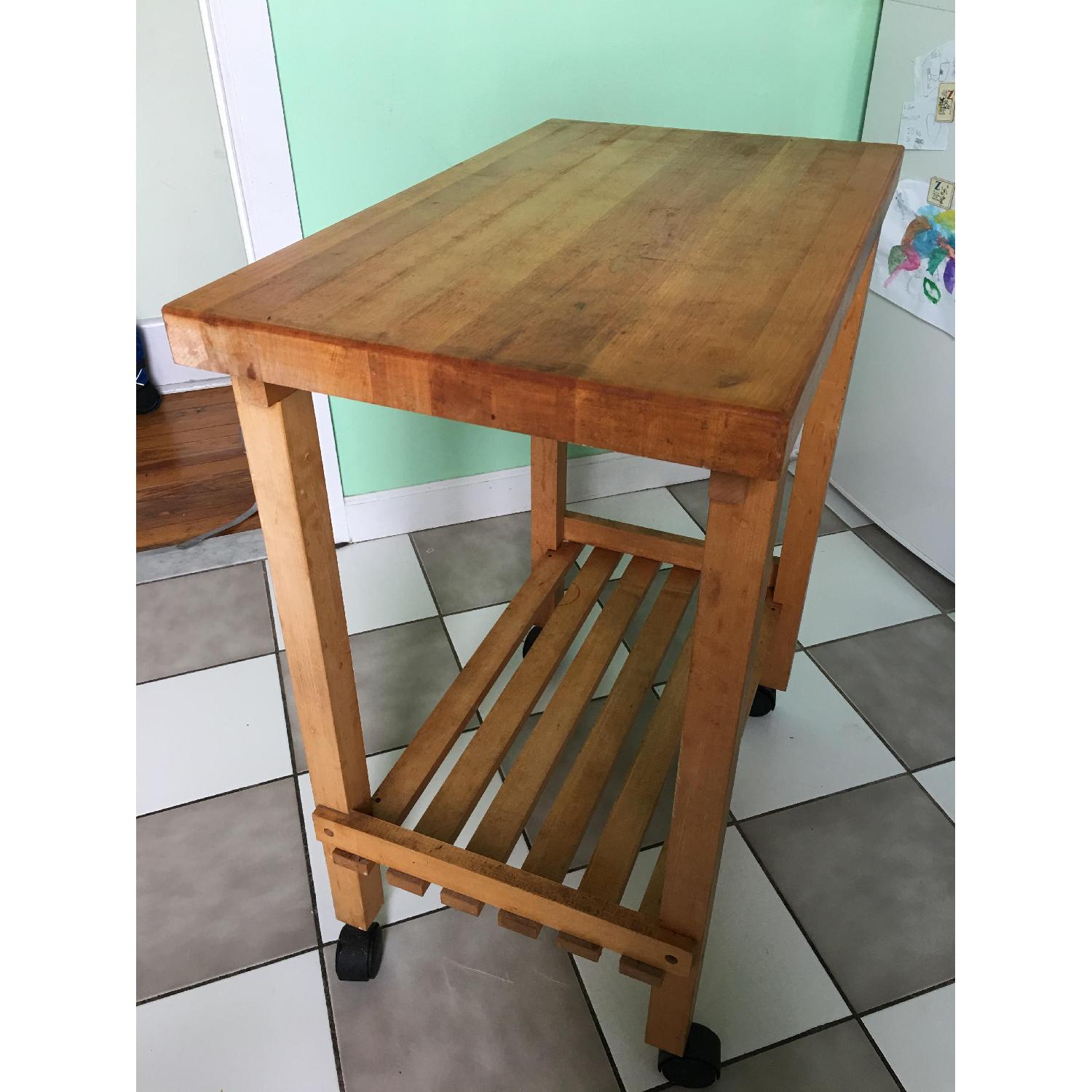 Wooden Rolling Butcher Block Kitchen Storage Unit - image-2